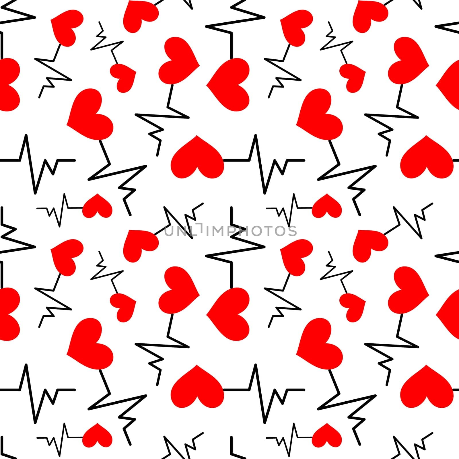 Seamless background with heartbeat symbol illustration