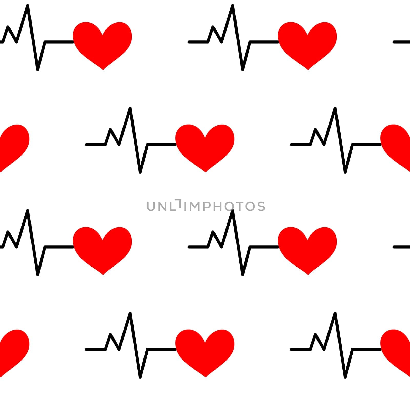 Seamless background with heartbeat symbol illustration