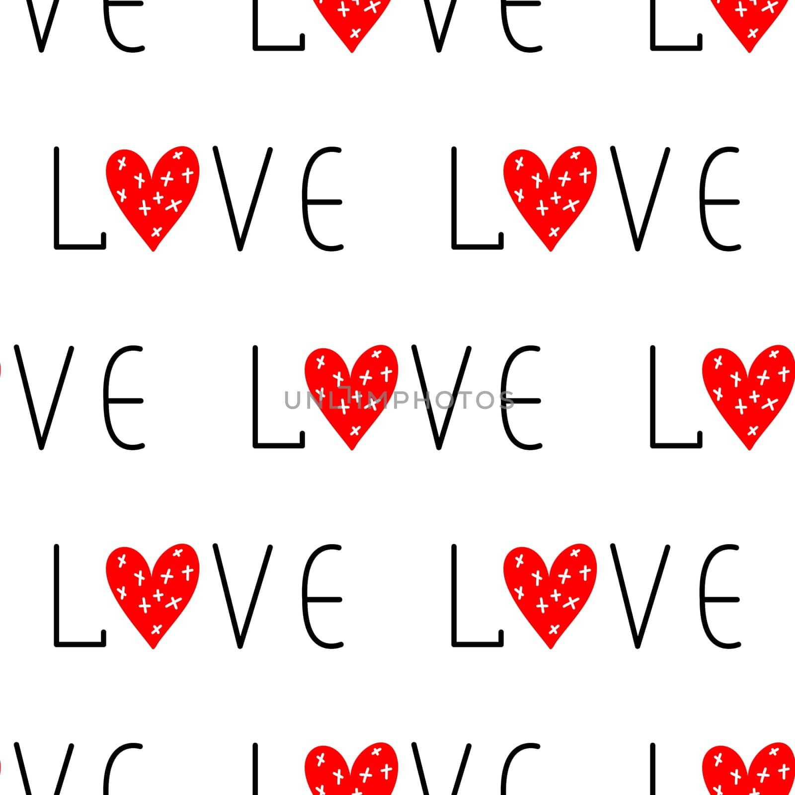 Seamless background with Love and Hearts. Valentine pattern illustration