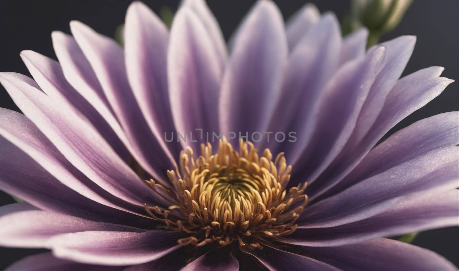 A close-up shot of a purple flower. The petals are open wide, revealing the yellow center of the flower. The flower is in focus, while the background is blurred.