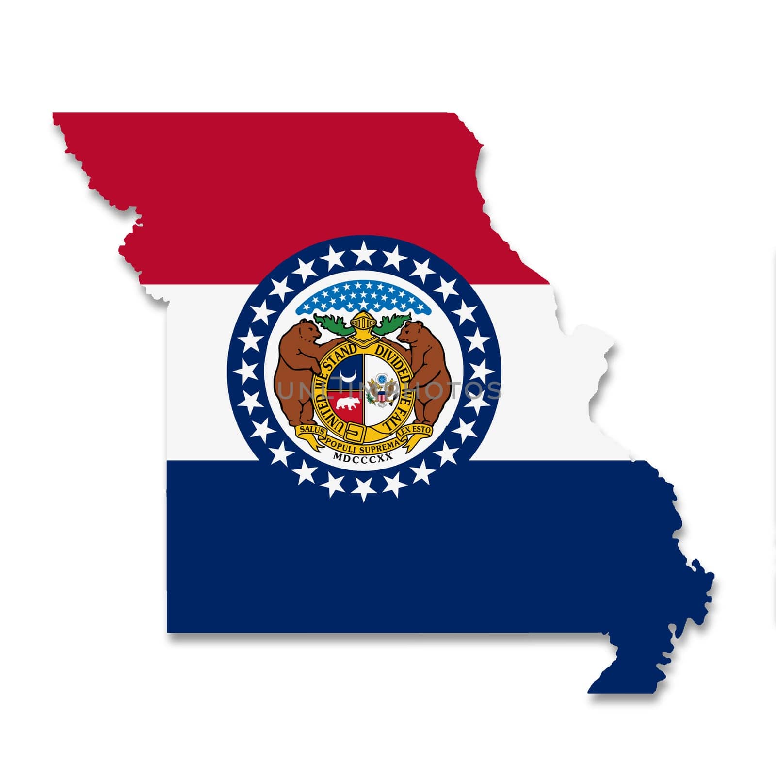 A Missouri State Flag Map Illustration with clipping path