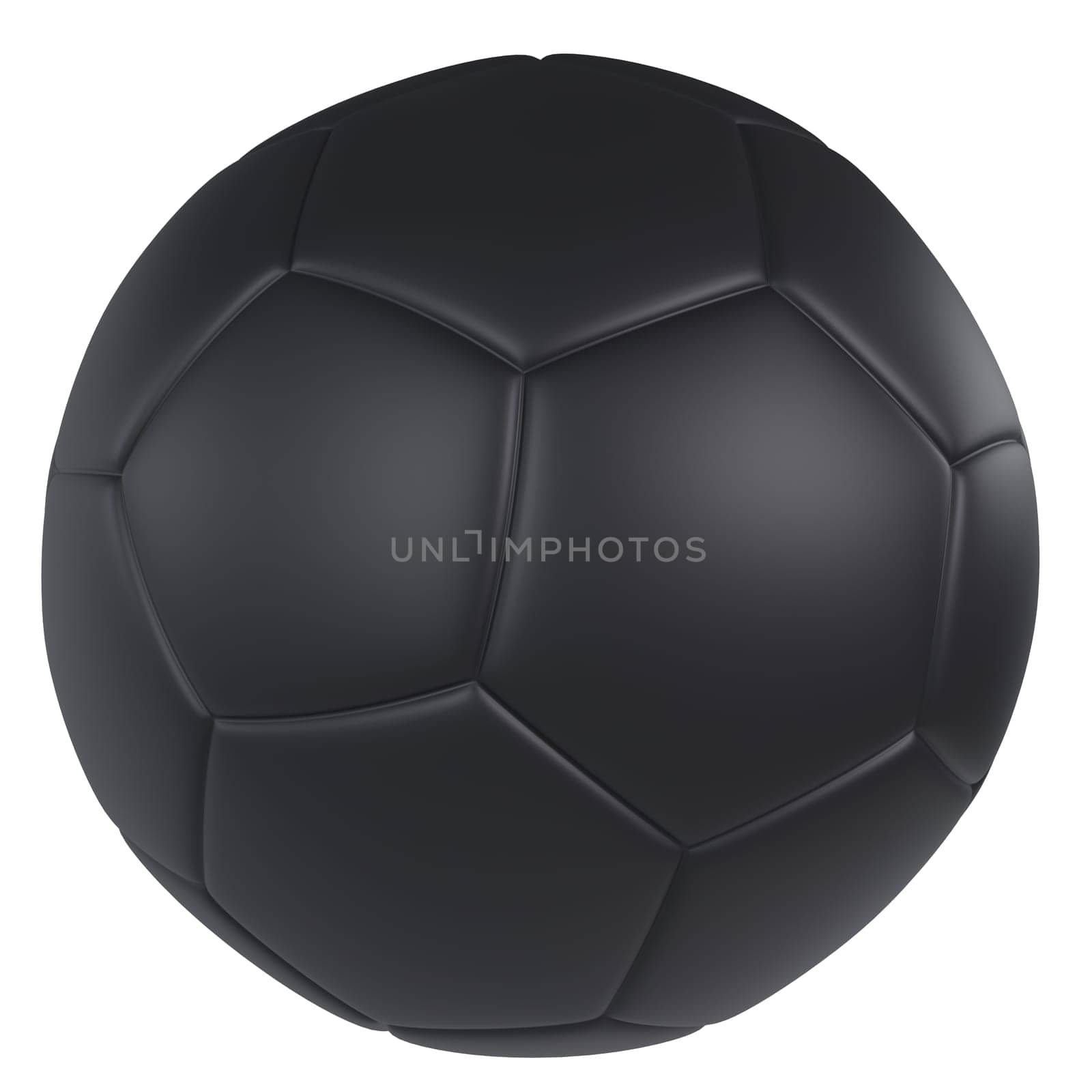 A realistic black soccer ball showcases its textured panels and classic design.