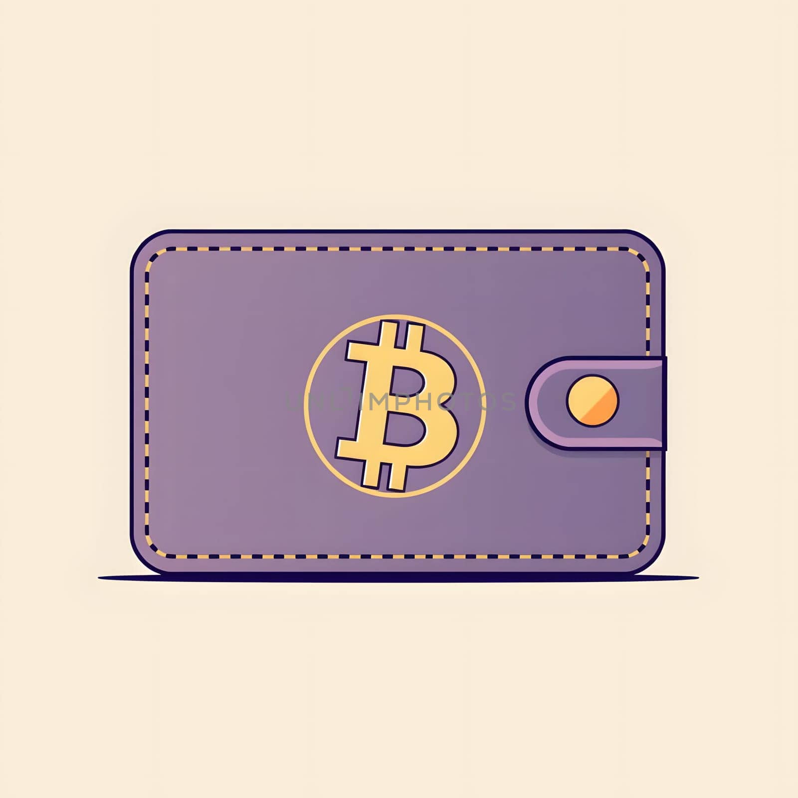 The digital wallet features a purple design adorned with a Bitcoin symbol, showcasing its functionality for cryptocurrency storage and transactions in a sleek format.