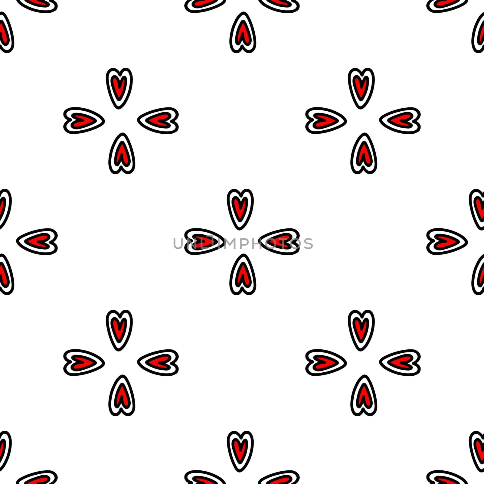 seamless pattern of Red hearts illustration. Design for Valentines Day, textiles, wrappers, paper