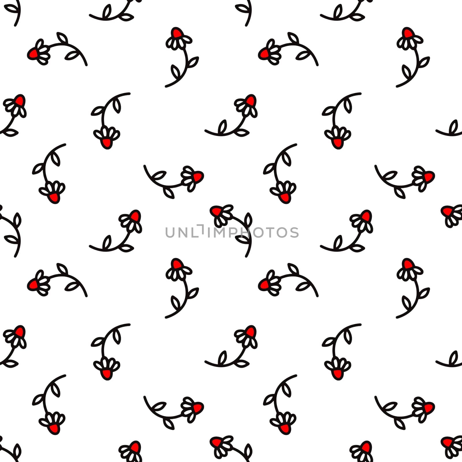 Linear pattern with roses in doodle style. High quality illustration
