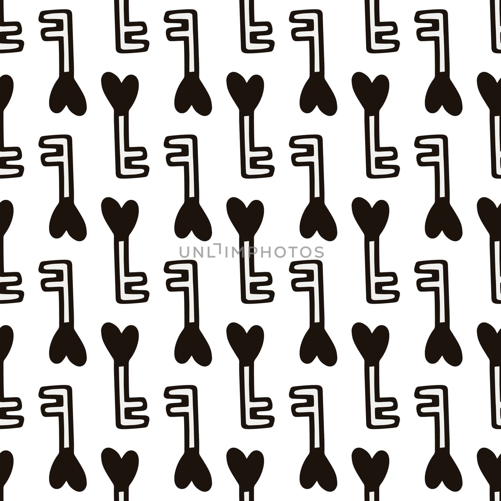 Seamless pattern with a heart-shaped key illustration . Design for Valentines Day