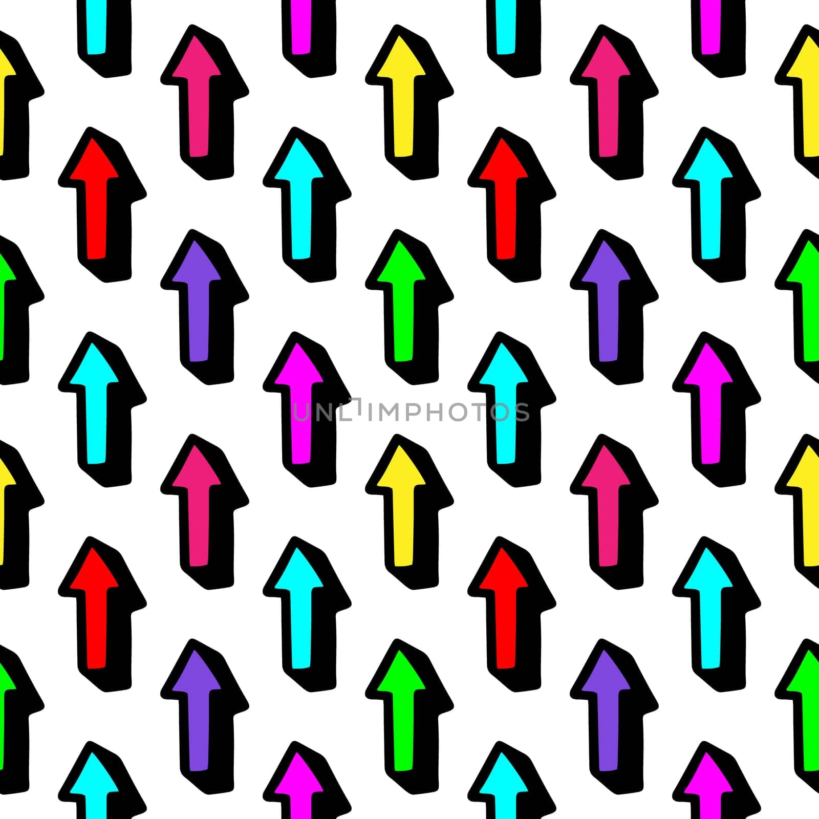 Seamless pattern with multicolored arrows on a white background illustration