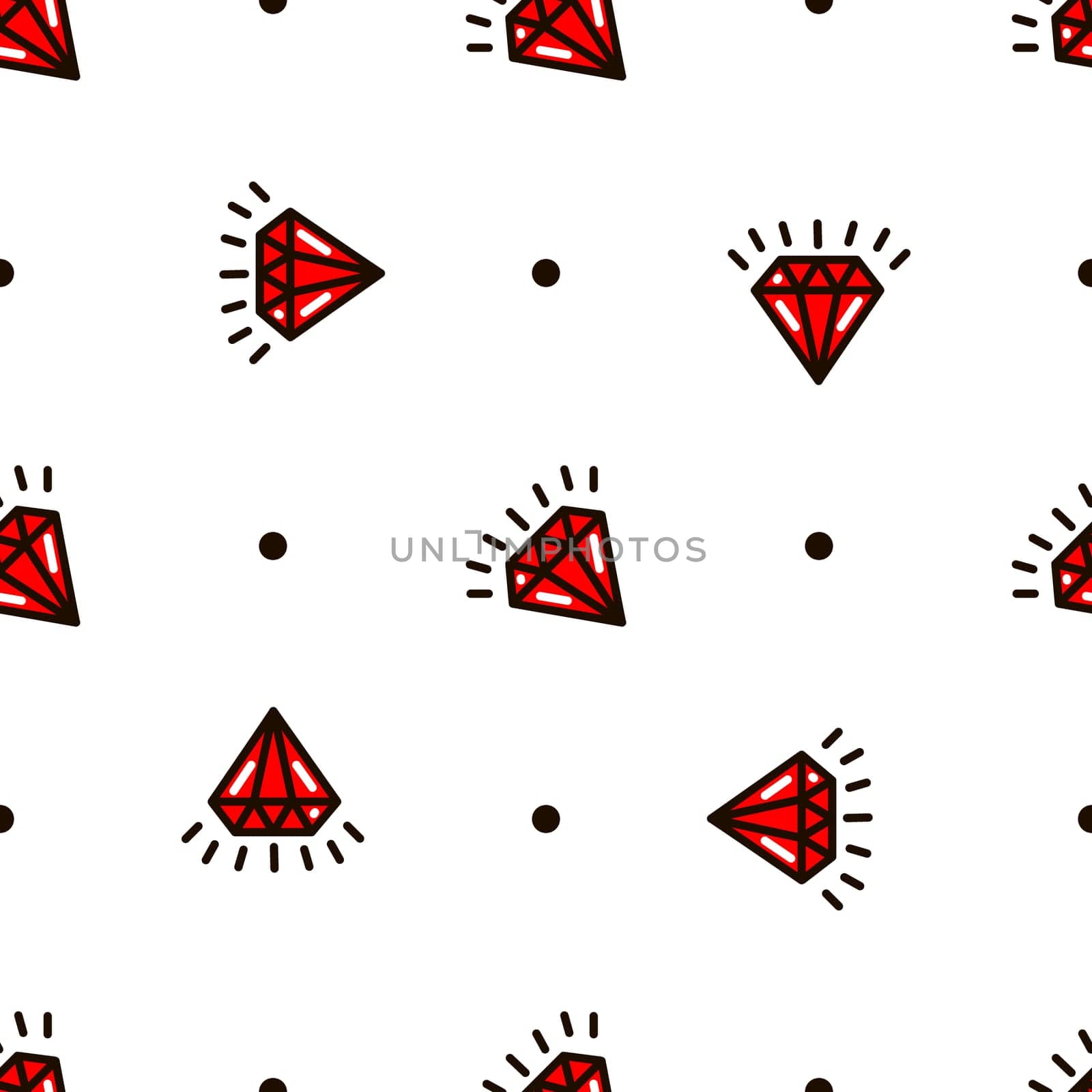 diamonds in the style of old school tattoo seamless pattern illustration in doodle style. Design for textiles, paper, wrappers