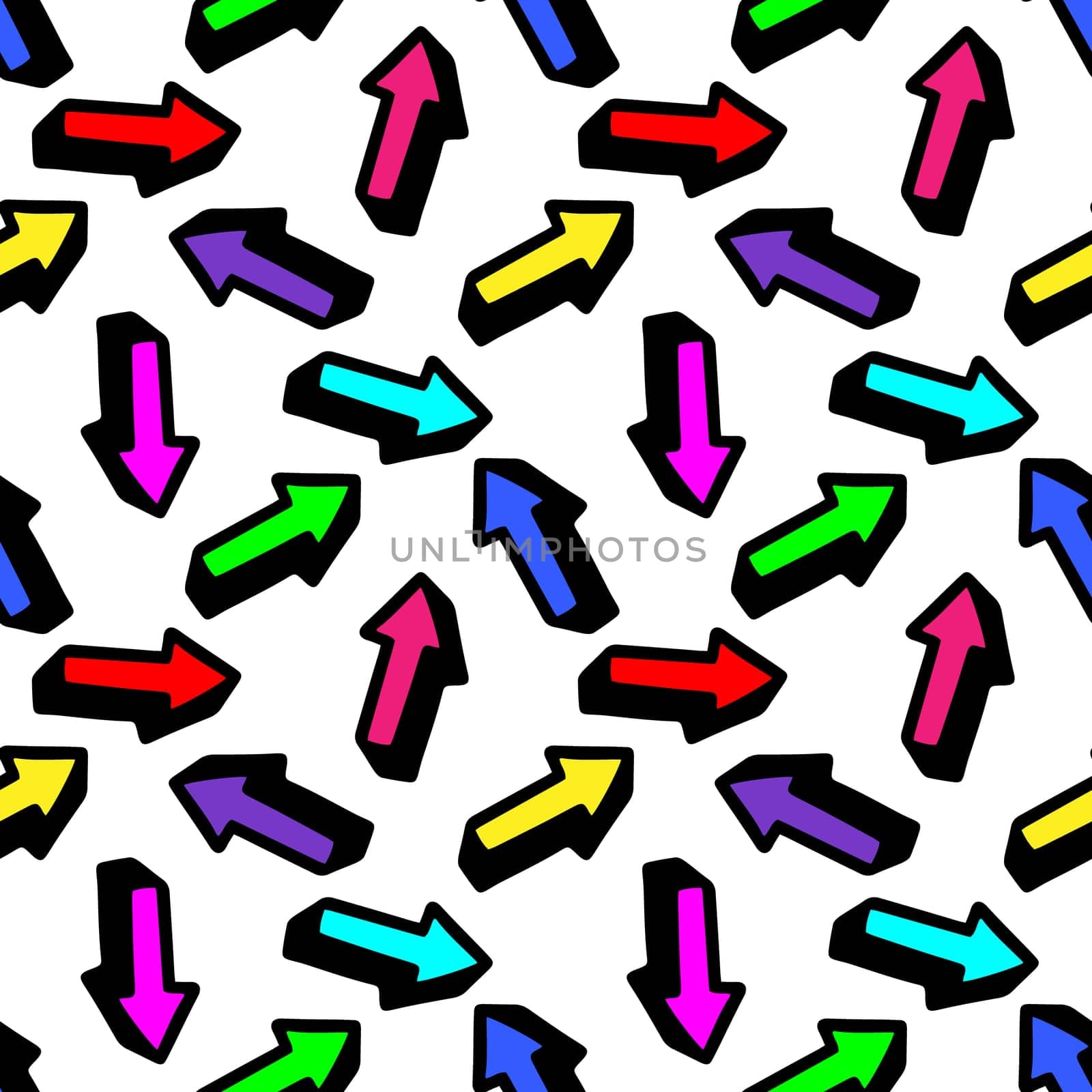 Seamless pattern with multicolored arrows on a white background illustration