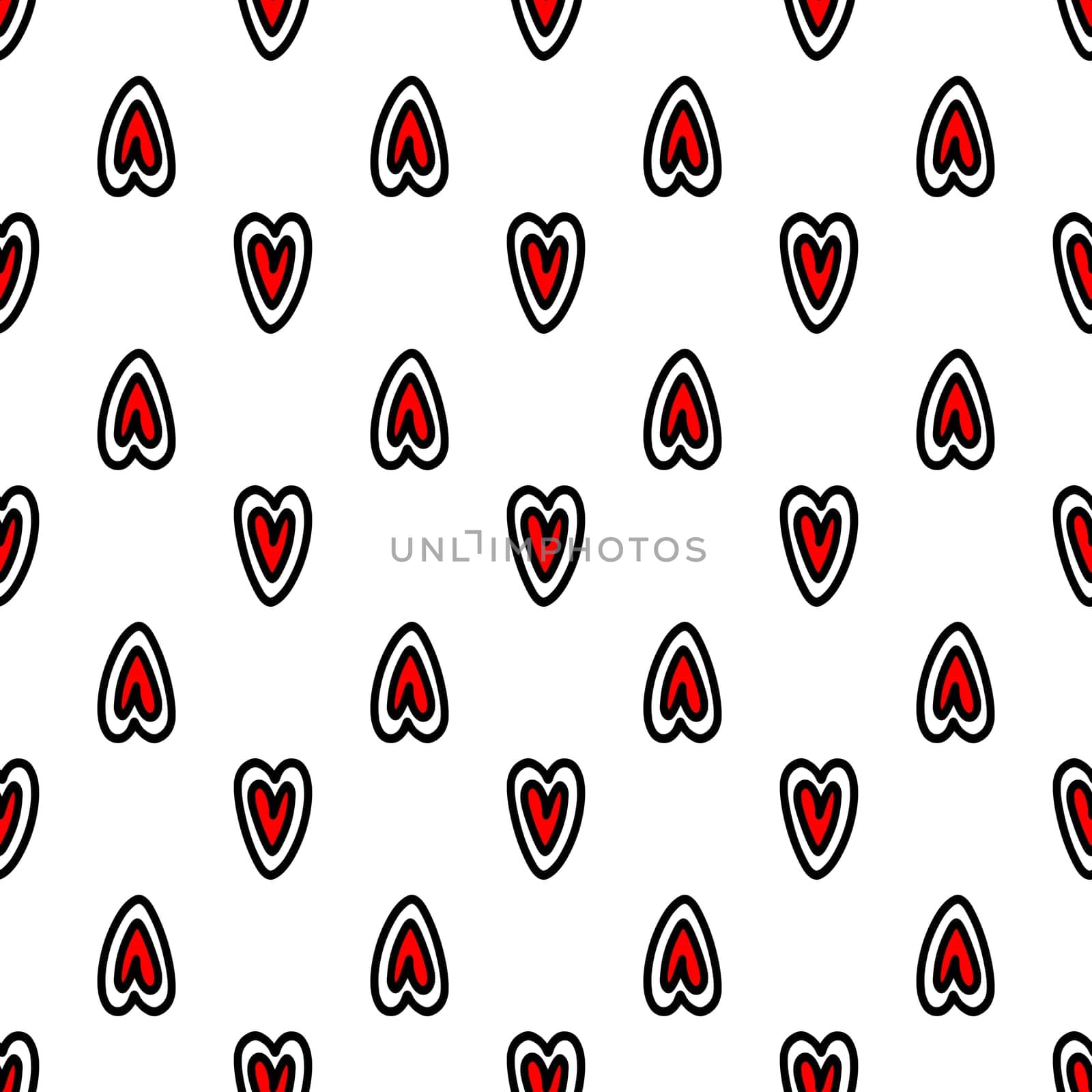 seamless pattern of Red hearts illustration. Design for Valentines Day, textiles, wrappers, paper