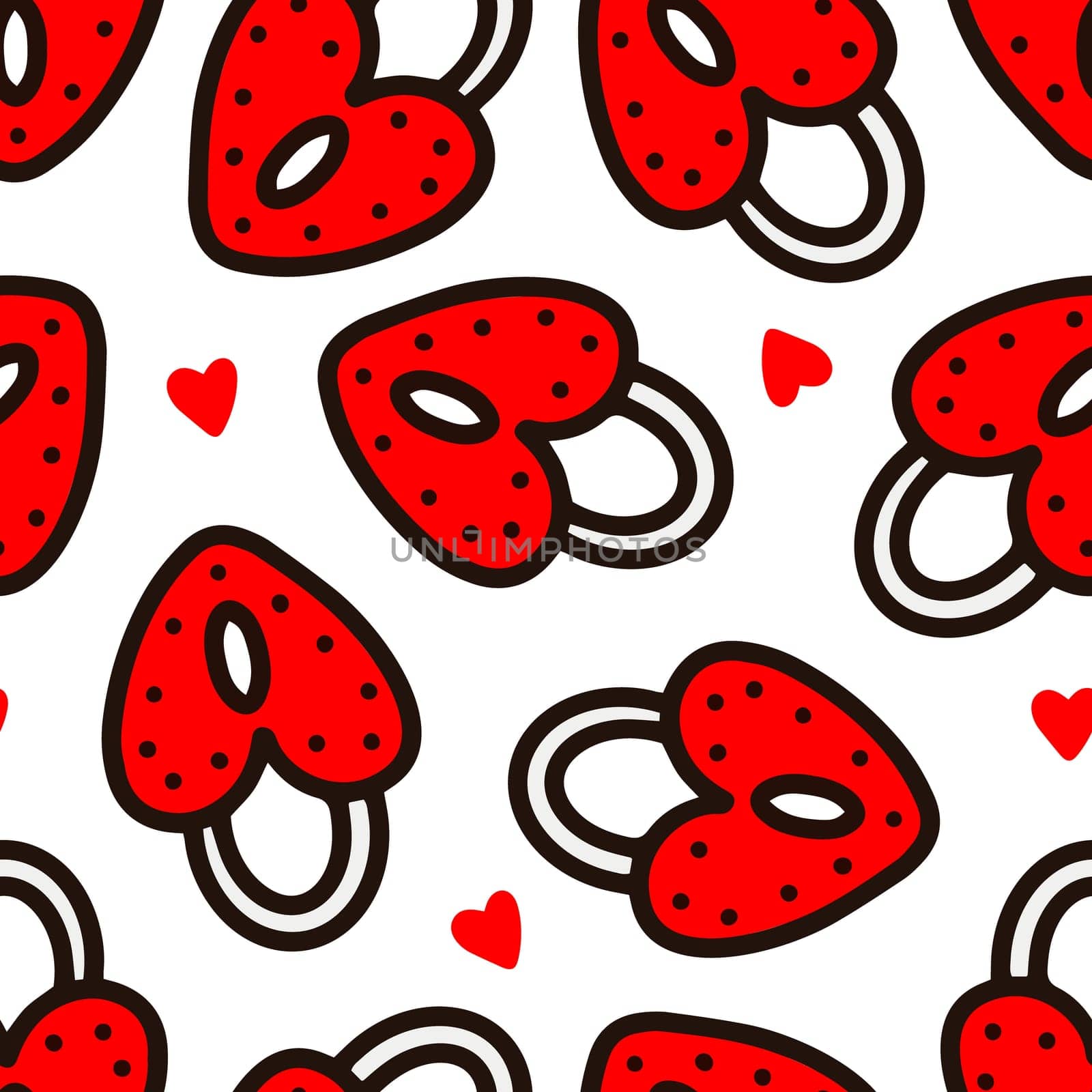 Seamless pattern with red locks and hearts illustration. Valentines day pattern