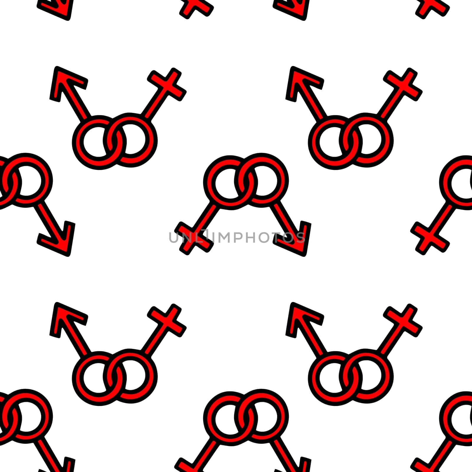 Seamless pattern with red gender symbols. High quality illustration