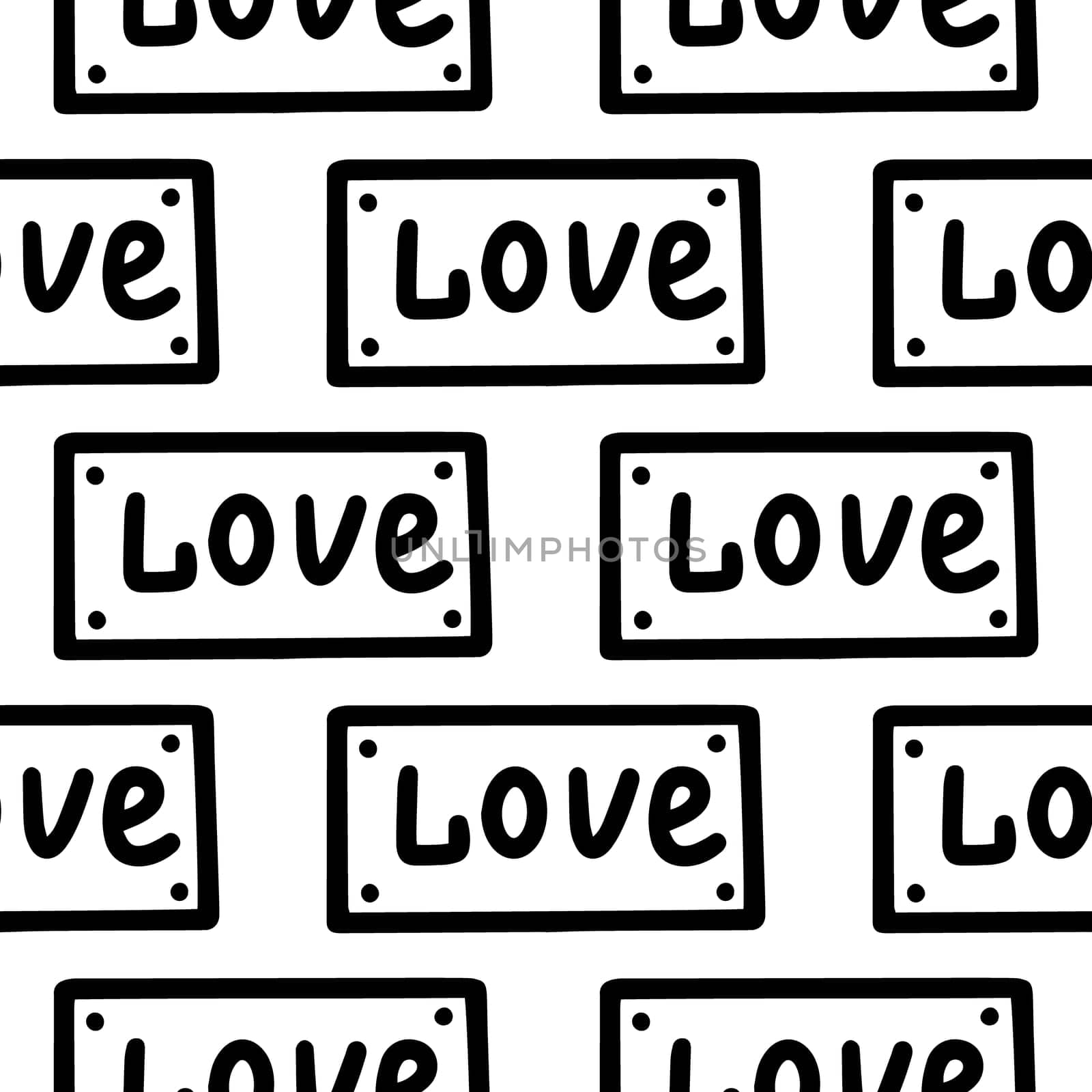Seamless pattern with the inscription I love you in doodle style. High quality illustration
