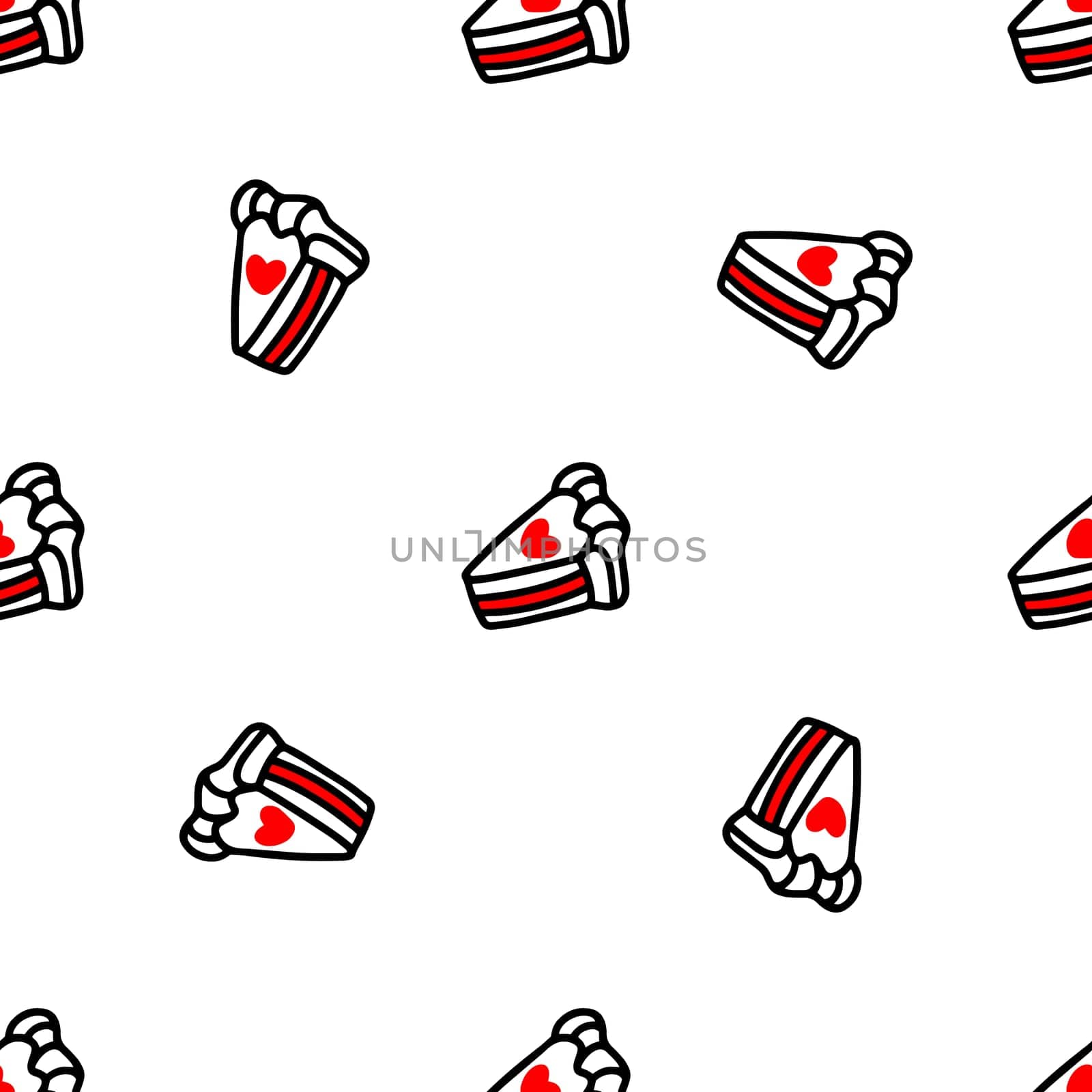 Seamless pattern with Cupcakes with hearts illustration. Design for Valentines Day