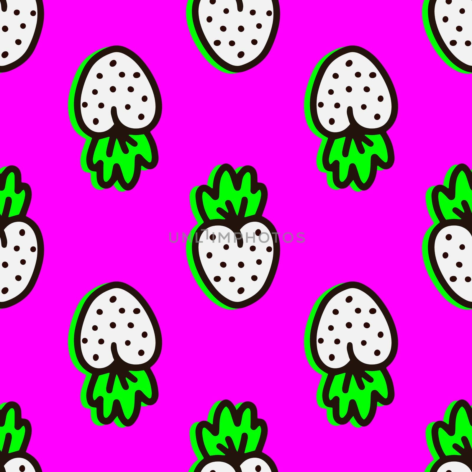 Bright seamless pattern with berries in doodle style. High quality illustration
