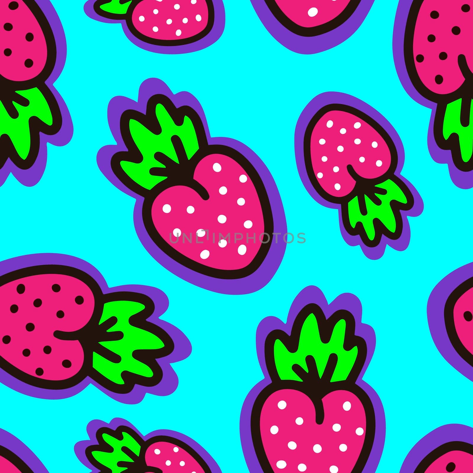 Seamless pattern with cute berries illustration