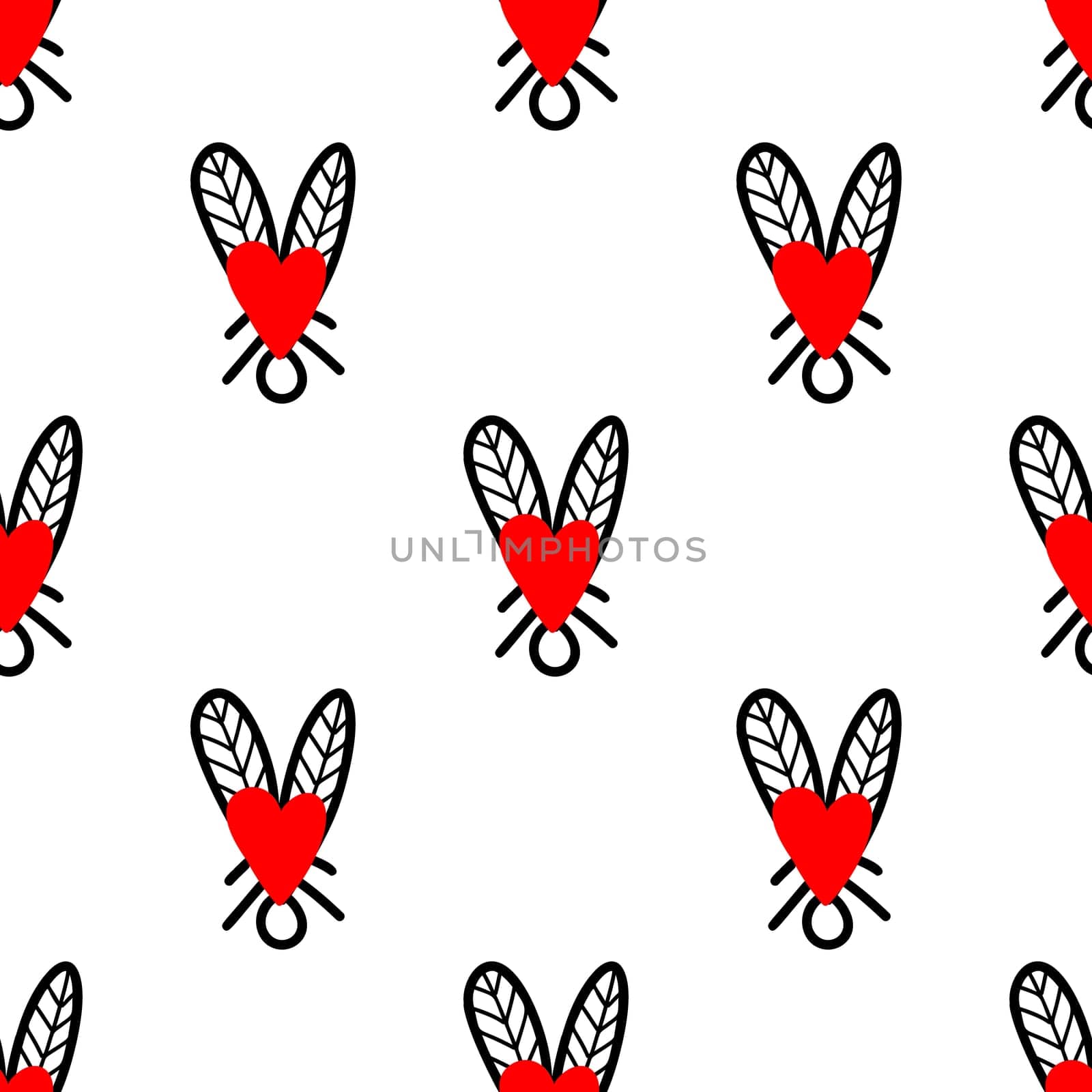 seamless pattern with flies doodle style illustration