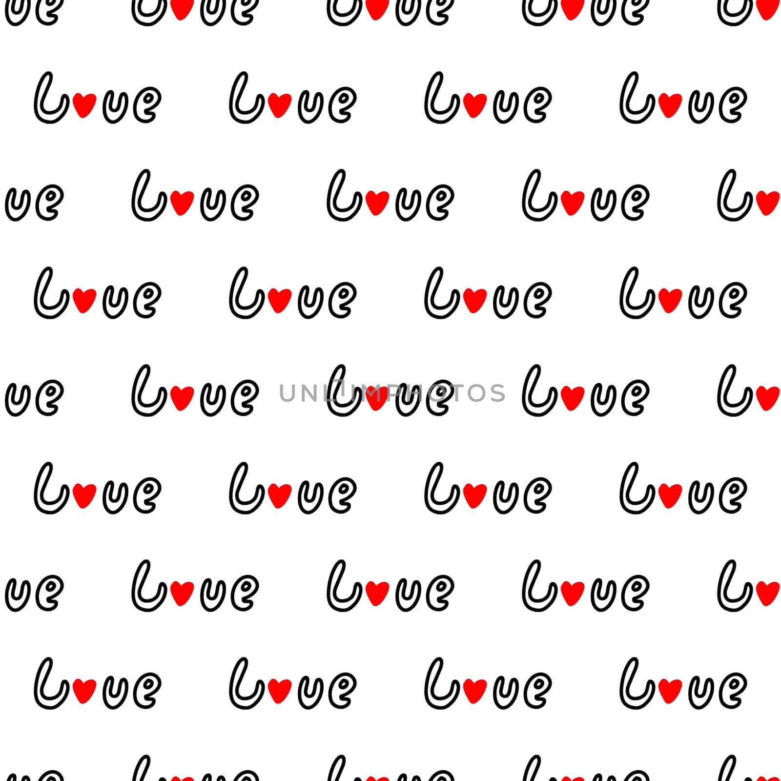 Seamless pattern with the inscription I love you in doodle style. High quality illustration