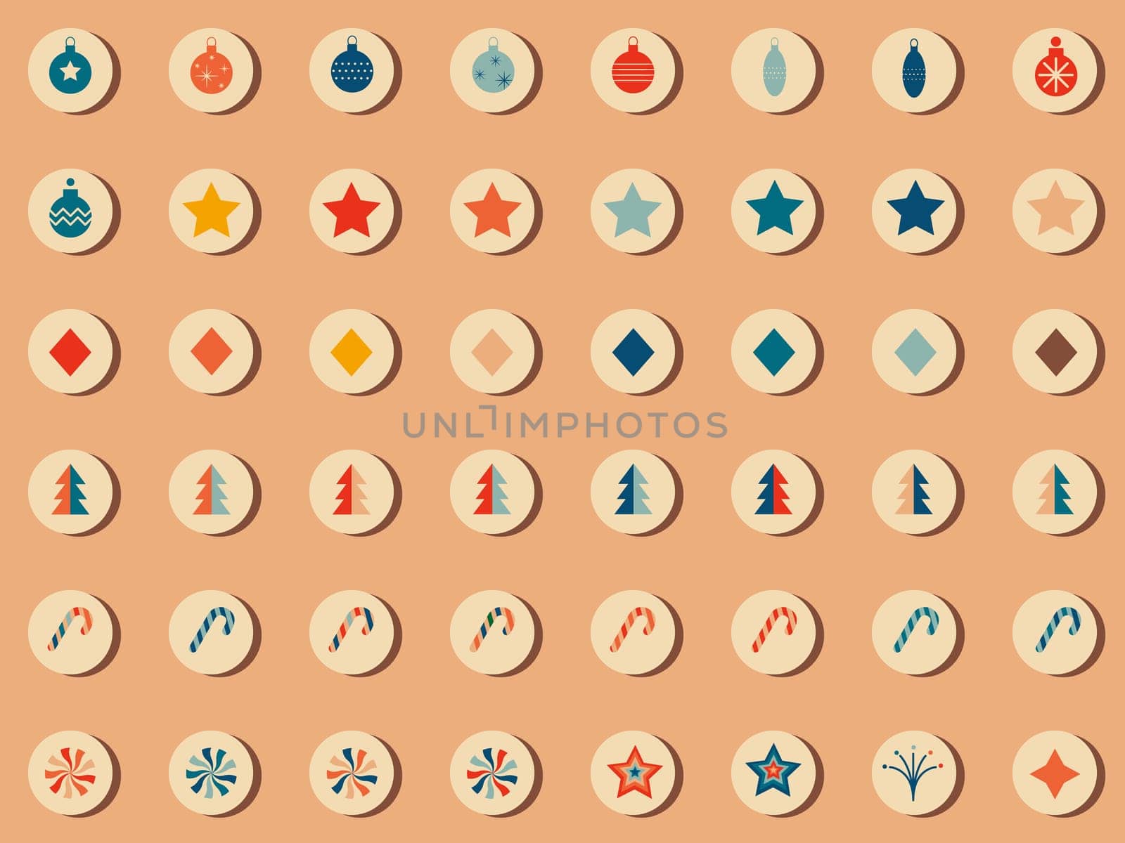 Retro vintage Christmas icons and illustrations, design for highlights of instagram, blogs, stickers, postcards