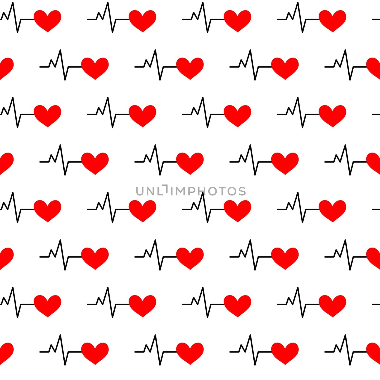 Seamless background with heartbeat symbol illustration