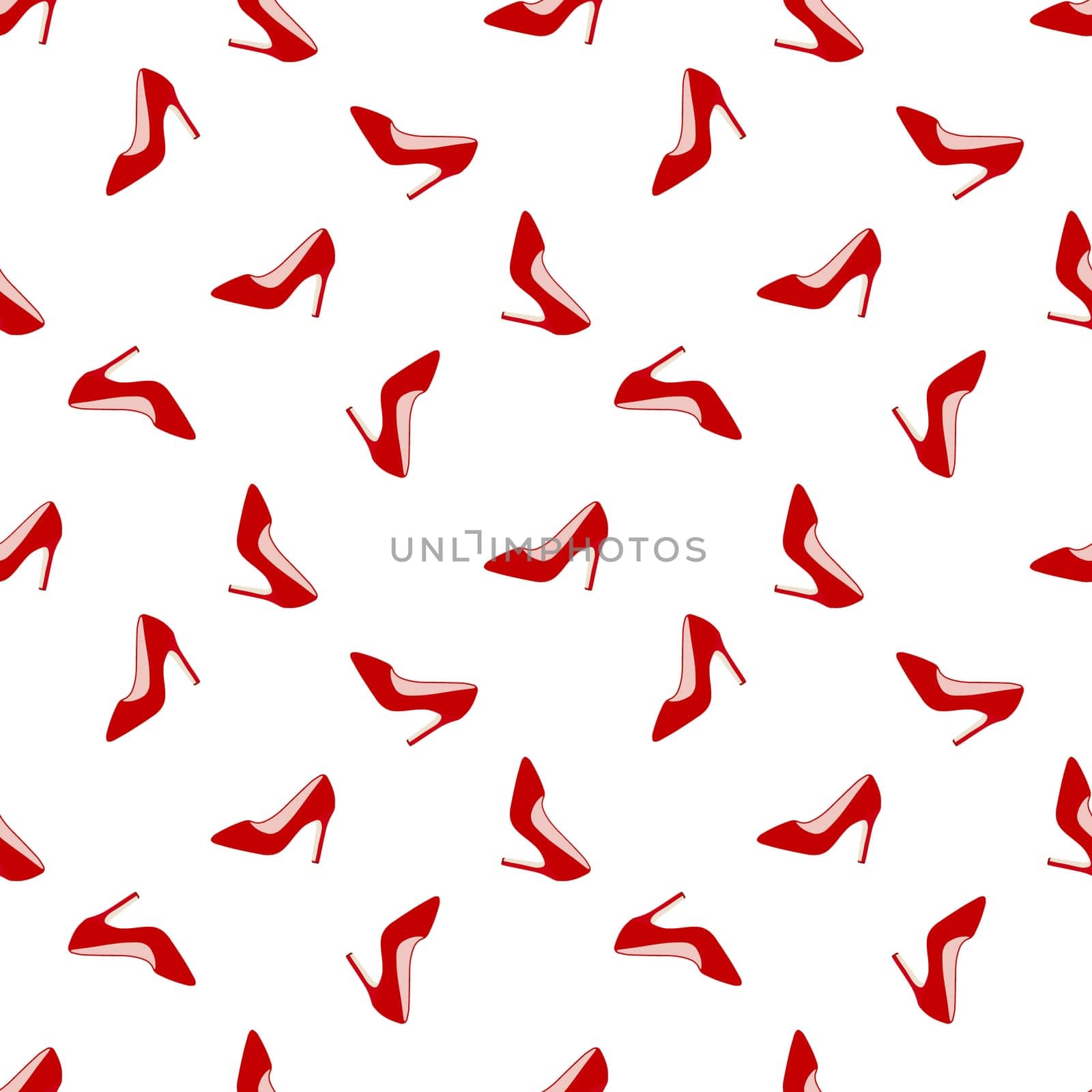Glamorous red shoes seamless pattern illustration. Design for beauty industry, wrappers, greeting cards, packaging, textiles, printing, Valentines Day