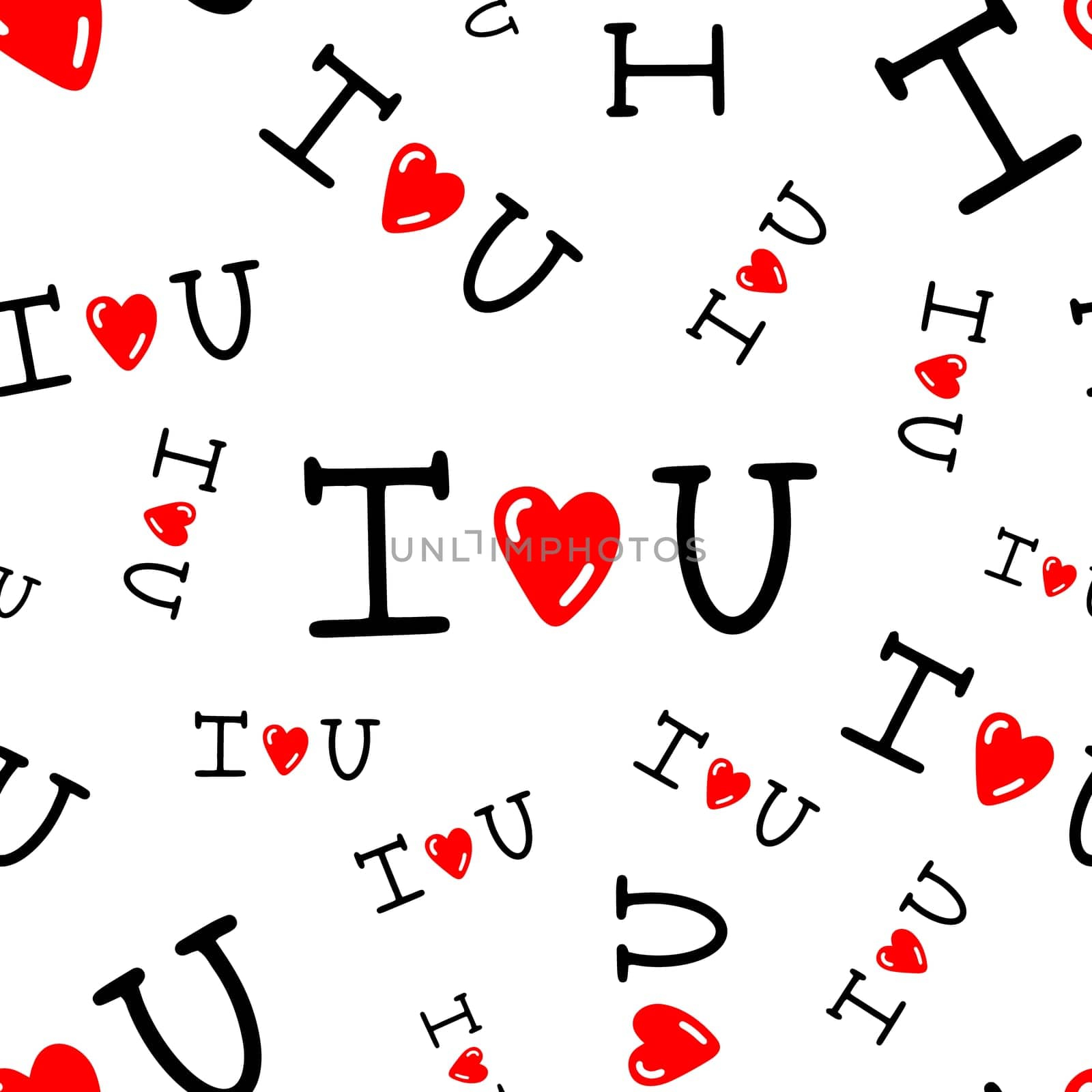 Seamless pattern for Valentine's Day with the inscription I love you. High quality illustration
