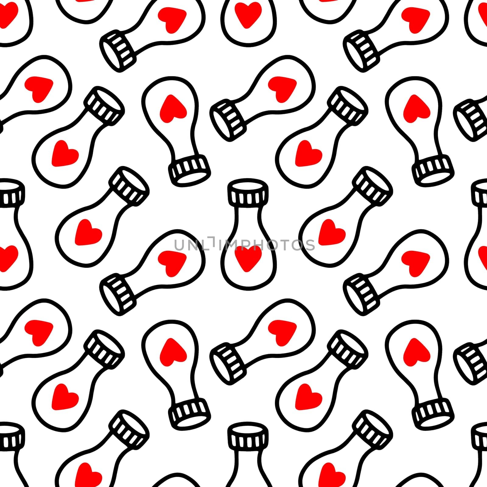 Seamless pattern with love potion bottle illustration. Design for Valentines Day