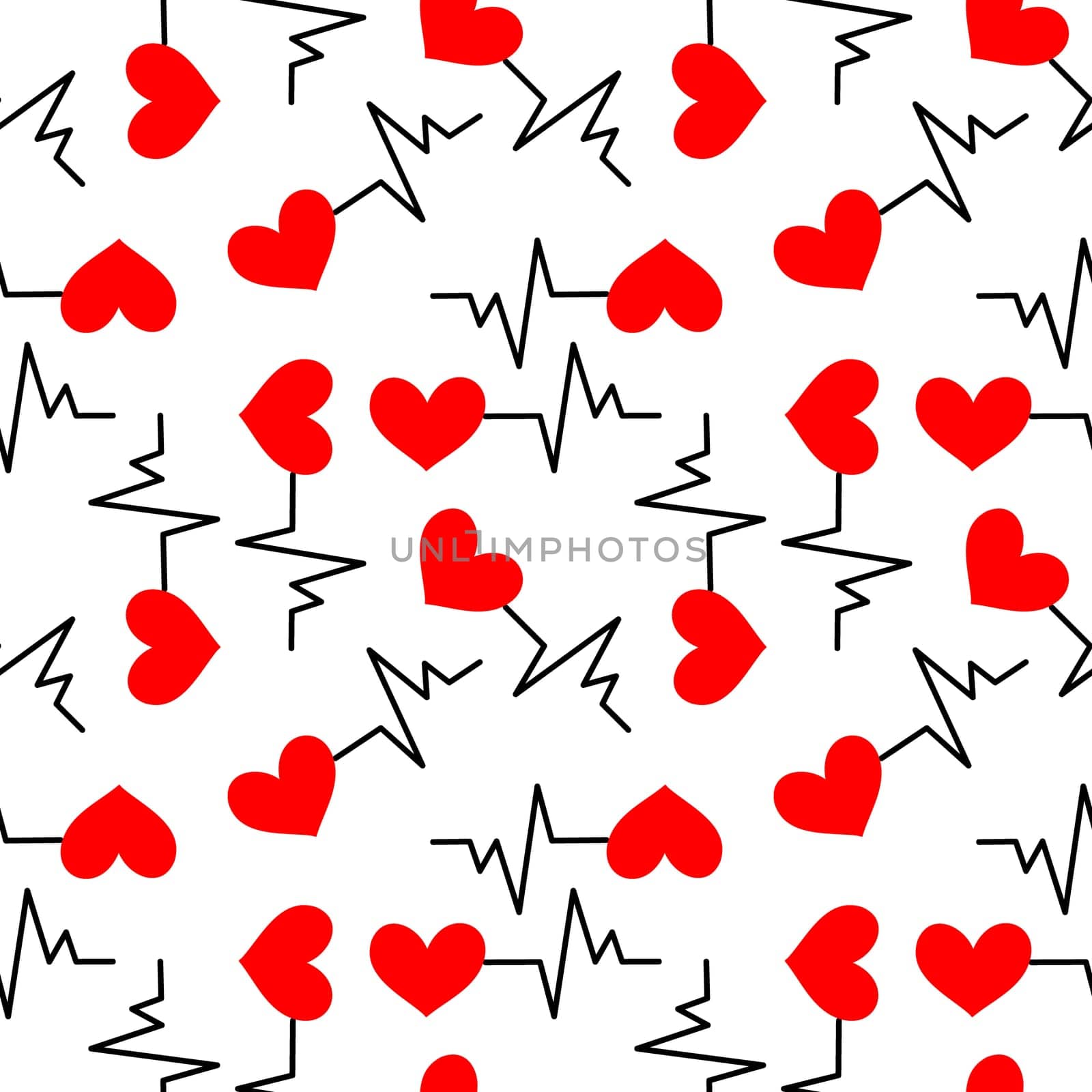 Seamless background with heartbeat symbol illustration