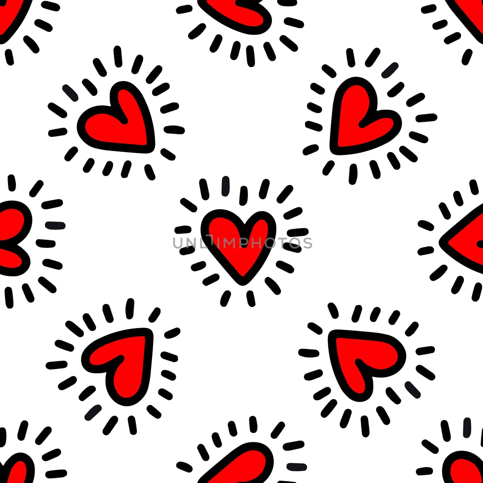 Seamless pattern of hearts on a white background illustration