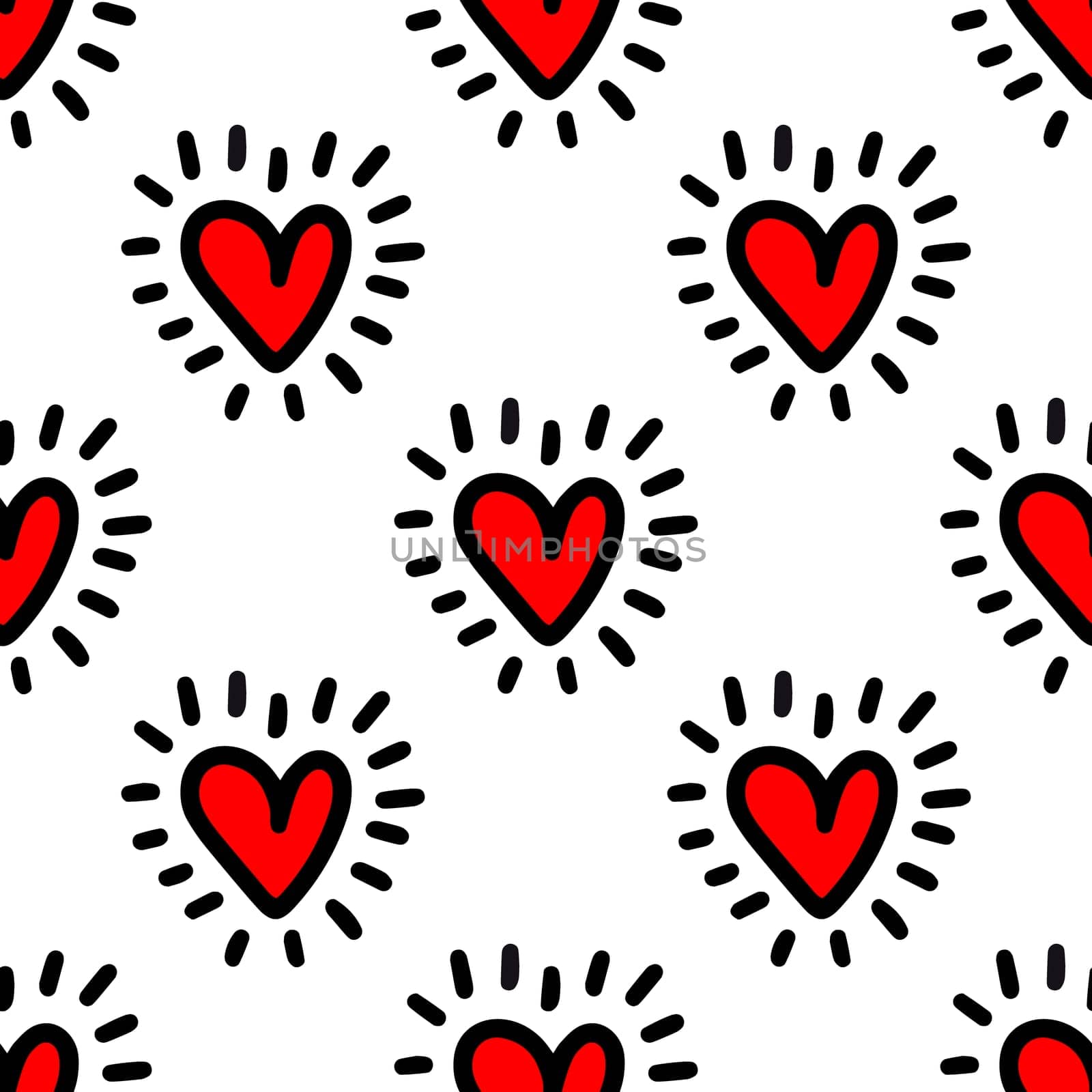 Seamless pattern of hearts on a white background illustration