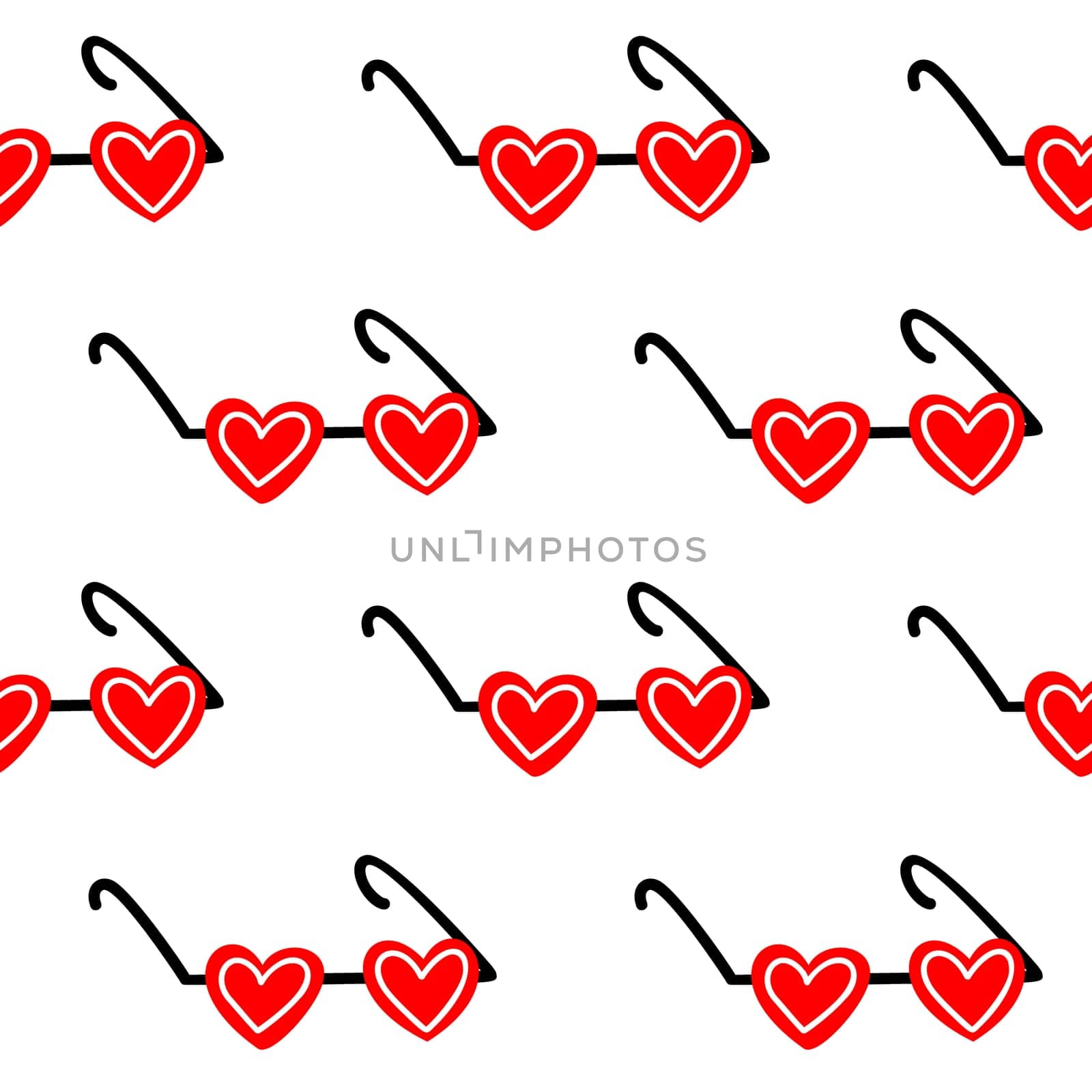 Seamless background with heart-shaped glasses. Pattern for Valentines Day illustration