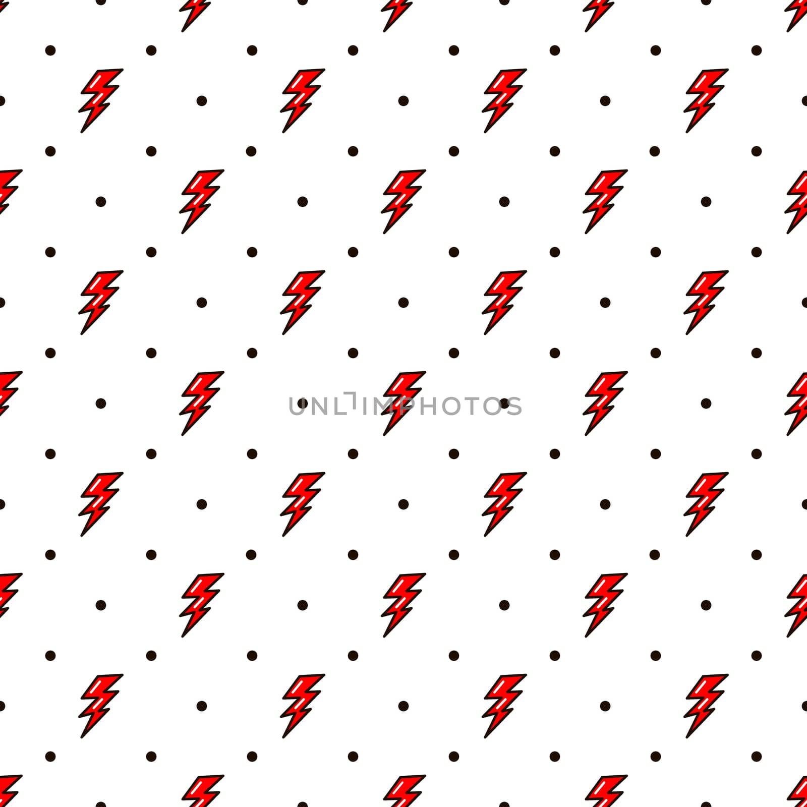 Lightning seamless pattern. Red Lightning in the old school style illustration