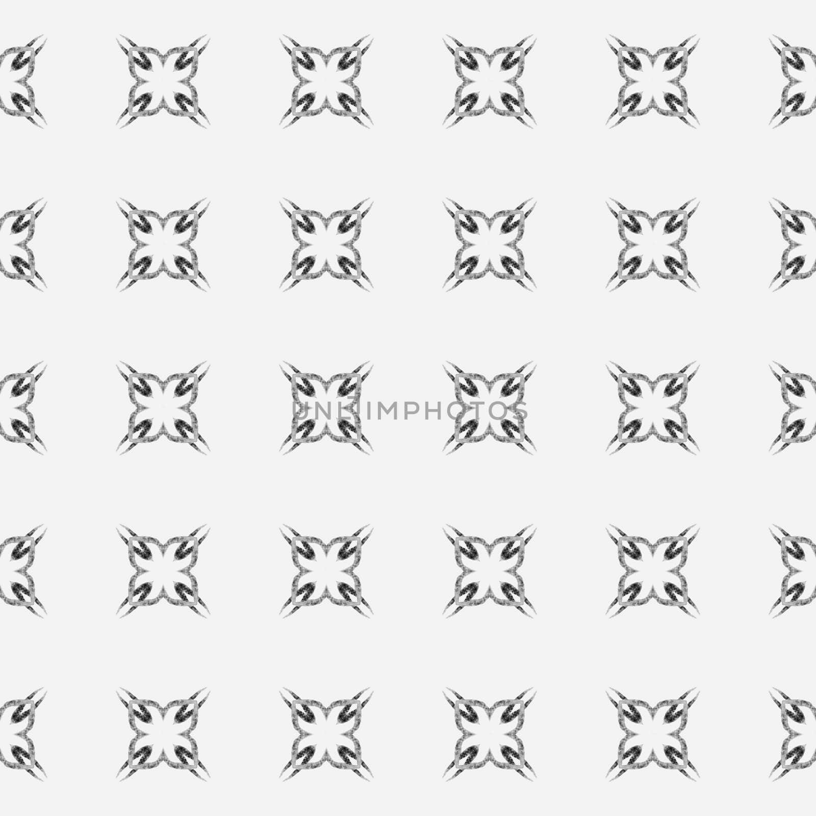 Ethnic hand painted pattern. Black and white powerful boho chic summer design. Textile ready fetching print, swimwear fabric, wallpaper, wrapping. Watercolor summer ethnic border pattern.