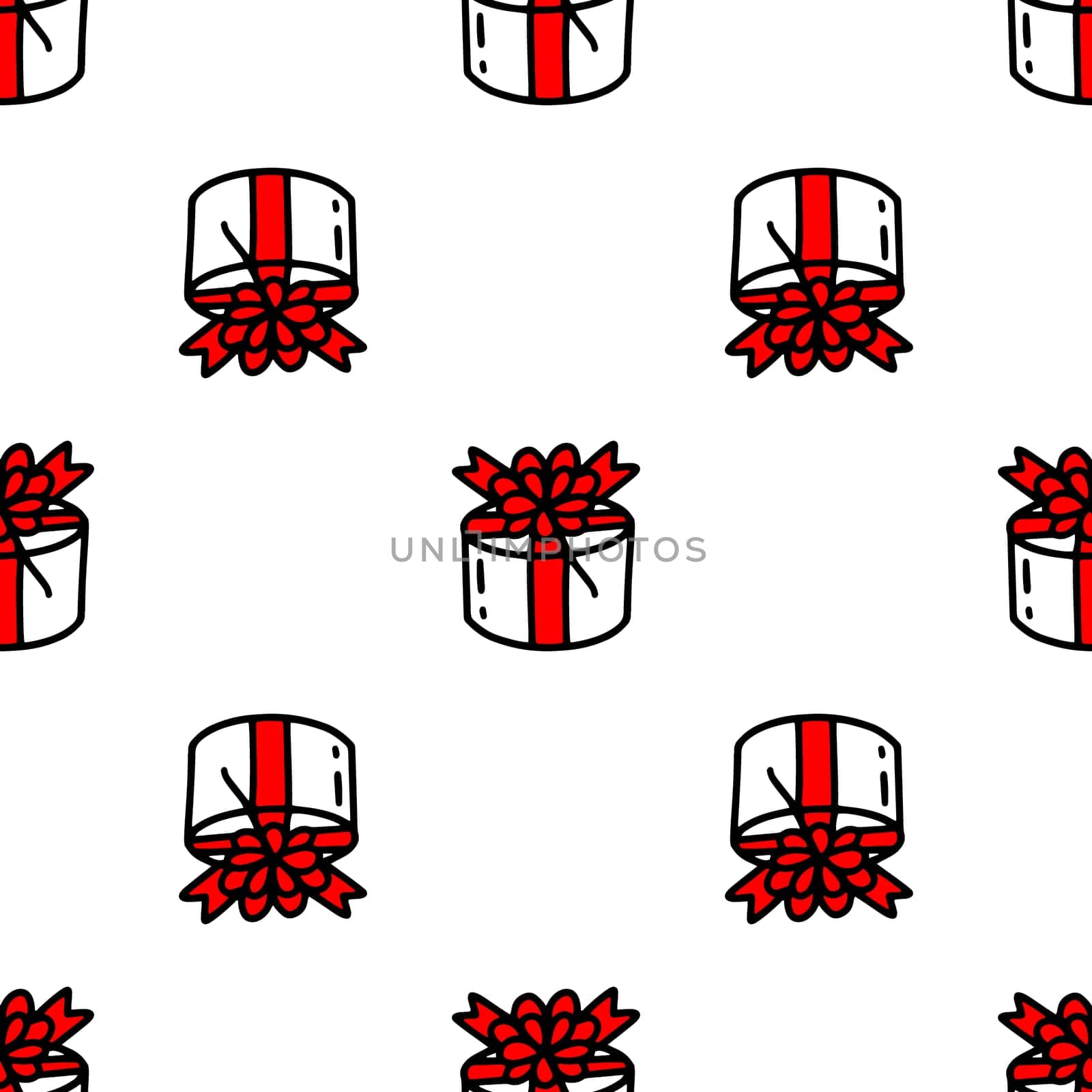 Seamless pattern with gift boxes with a bow illustration. Design for Christmas, New Year, holidays