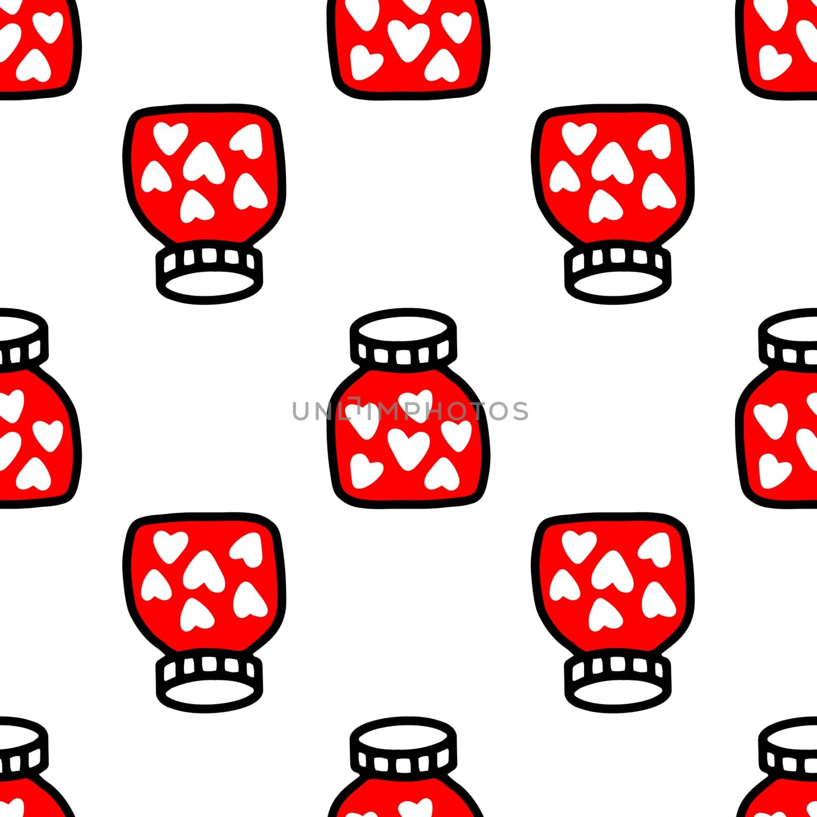 Seamless pattern of Jars with heart. Pattern for Valentines day