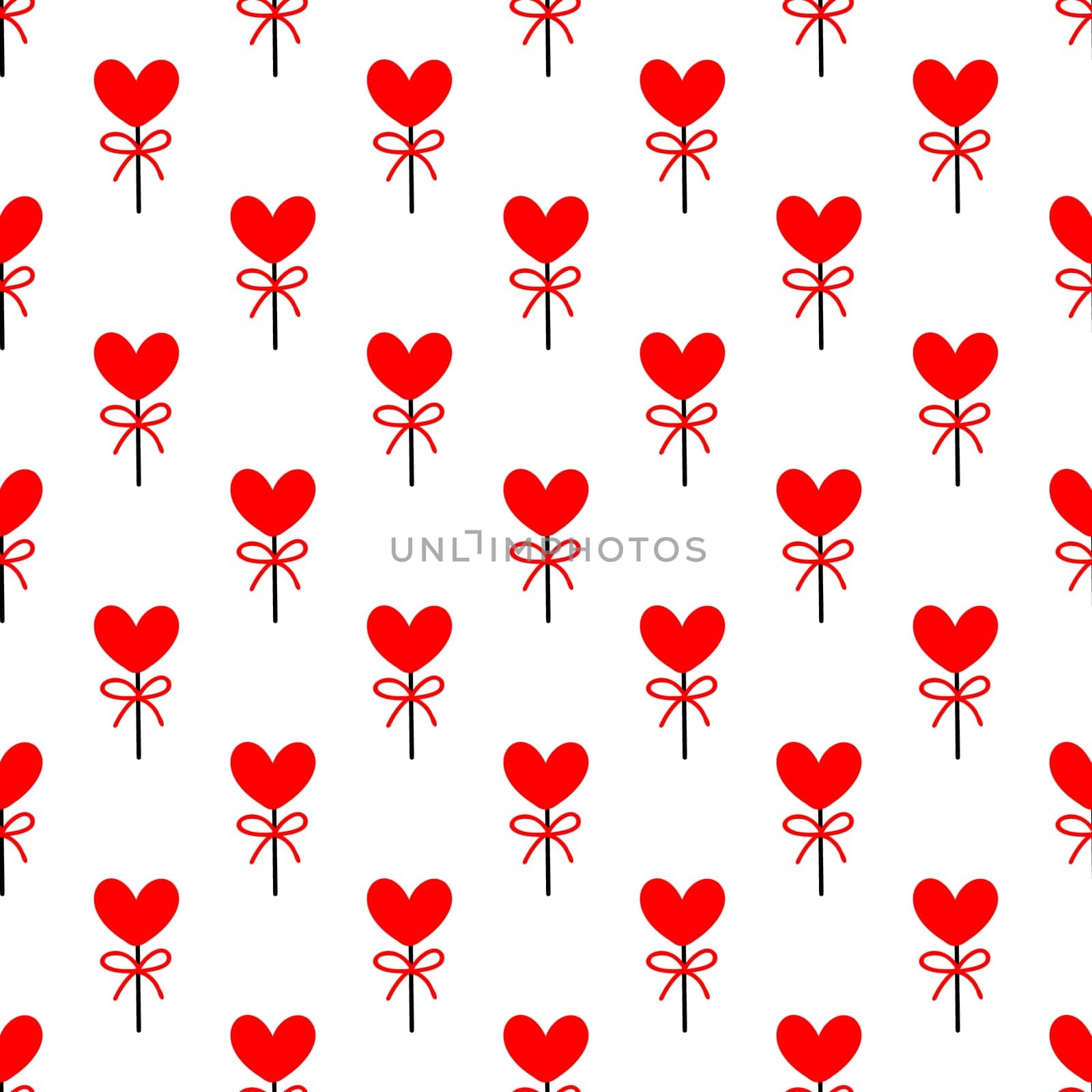 Seamless background with lollipops on a stick in the shape of a heart. pattern on valentines day illustration