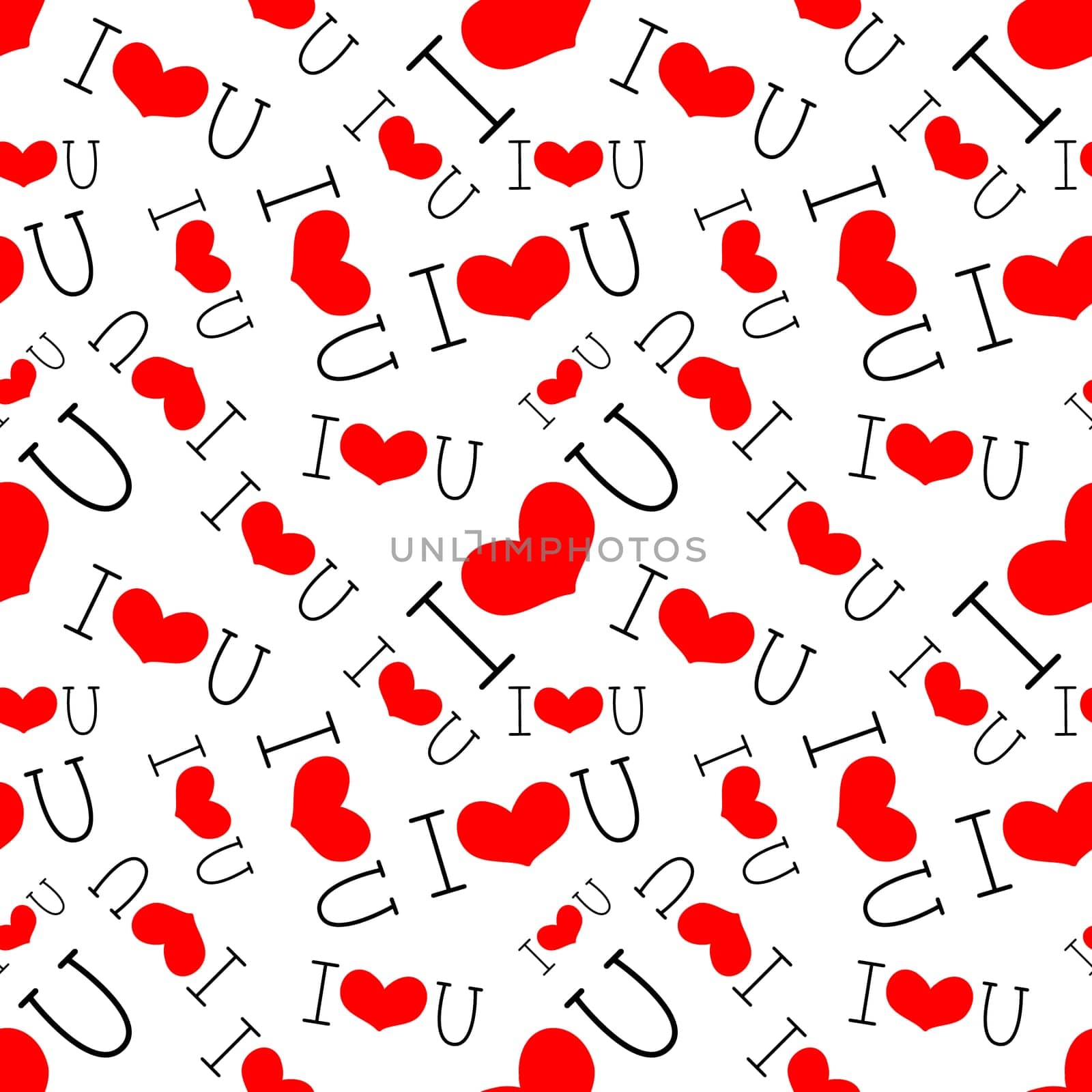 I love you seamless background illustration. Design for Valentines Day, Greeting Cards