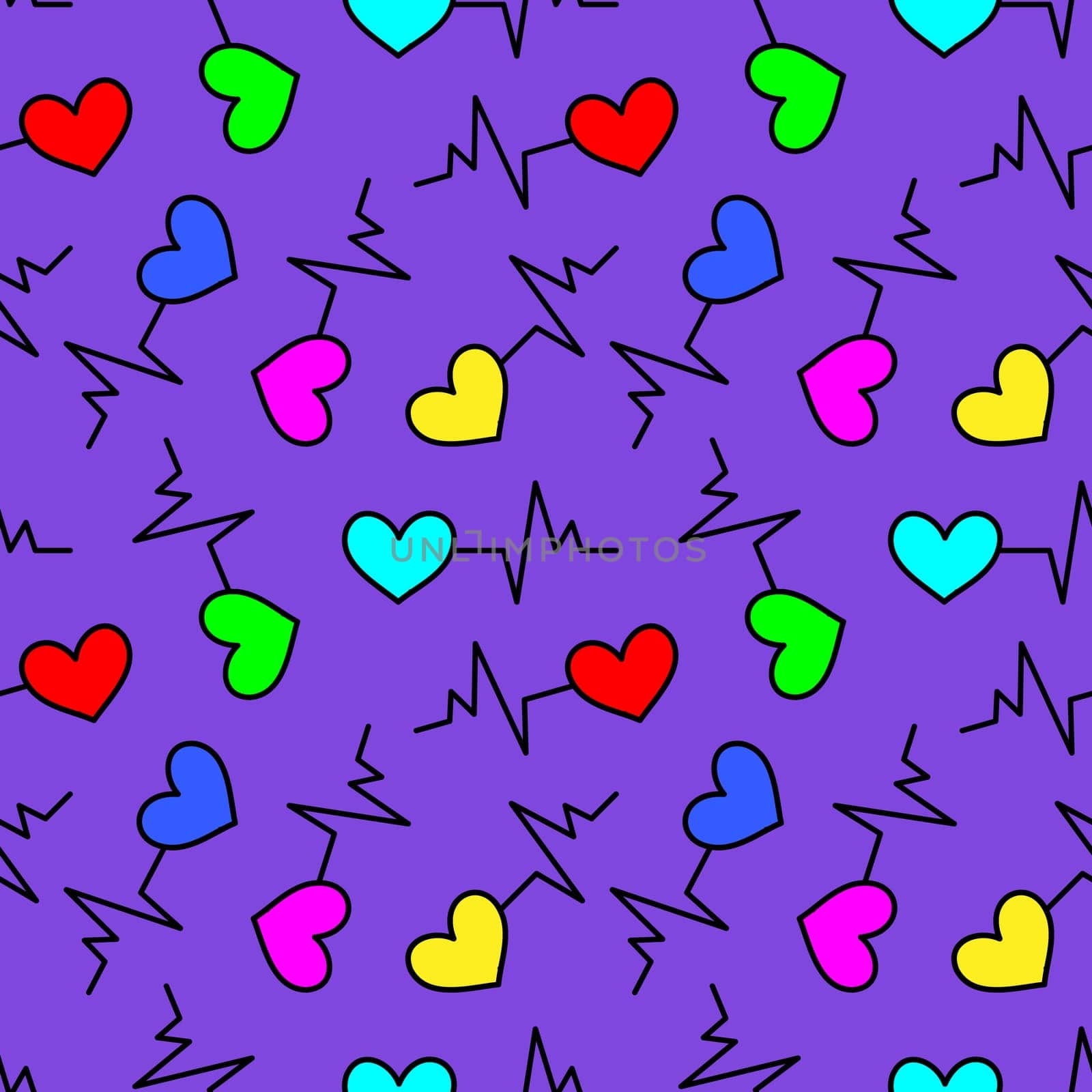 Seamless background with heartbeat symbol illustration