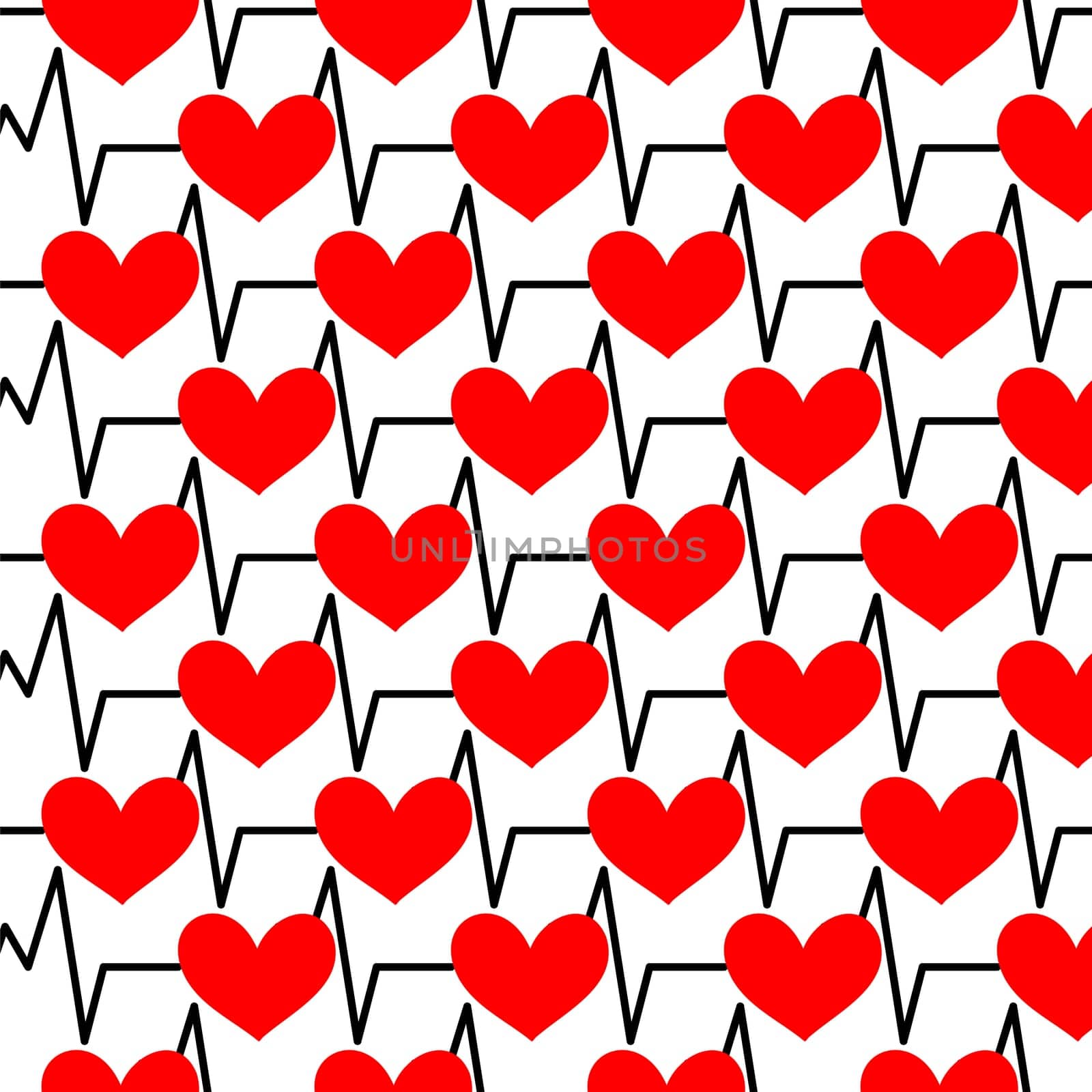 Seamless background with heartbeat symbol illustration