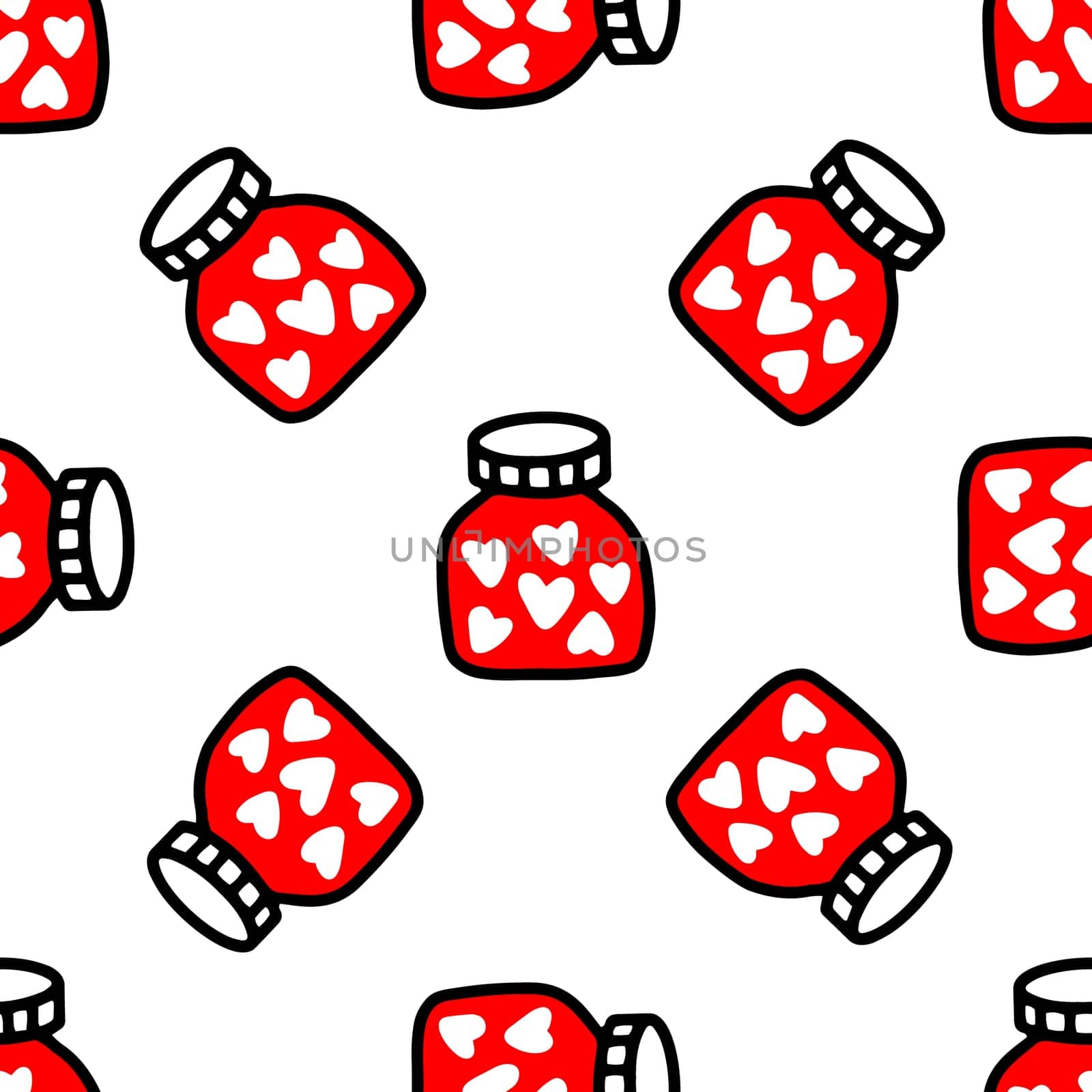 Seamless pattern of Jars with heart. Pattern for Valentines day