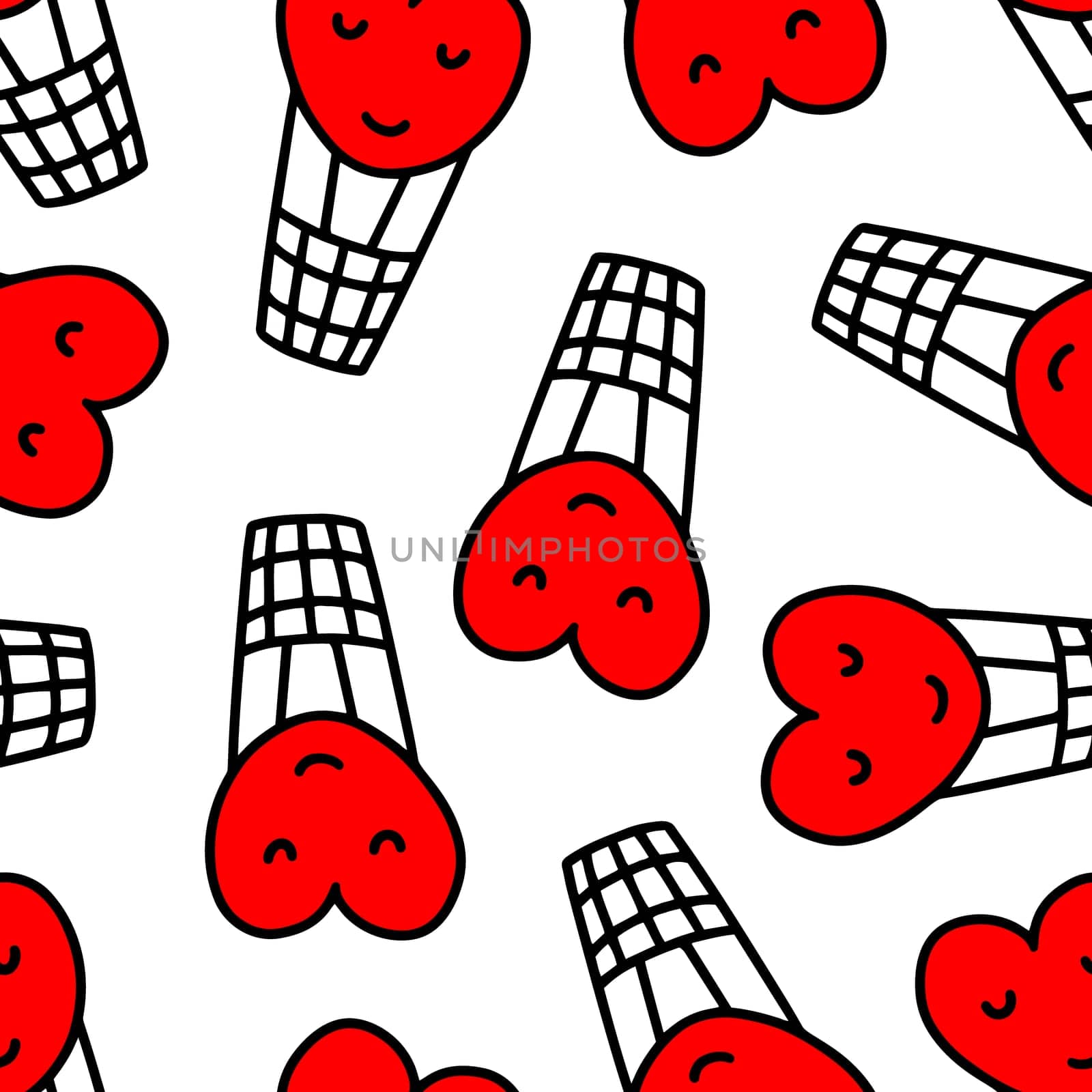 Seamless pattern with heart-shaped balloons illustration in doodle style.design for Valentines day