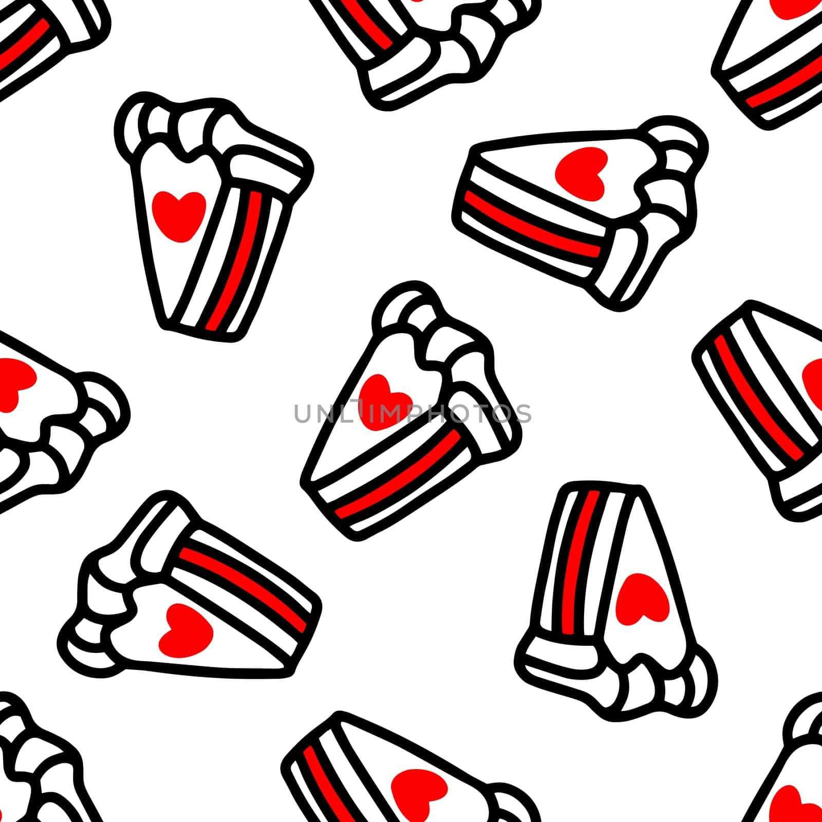 Seamless pattern with Cupcakes with hearts illustration. Design for Valentines Day