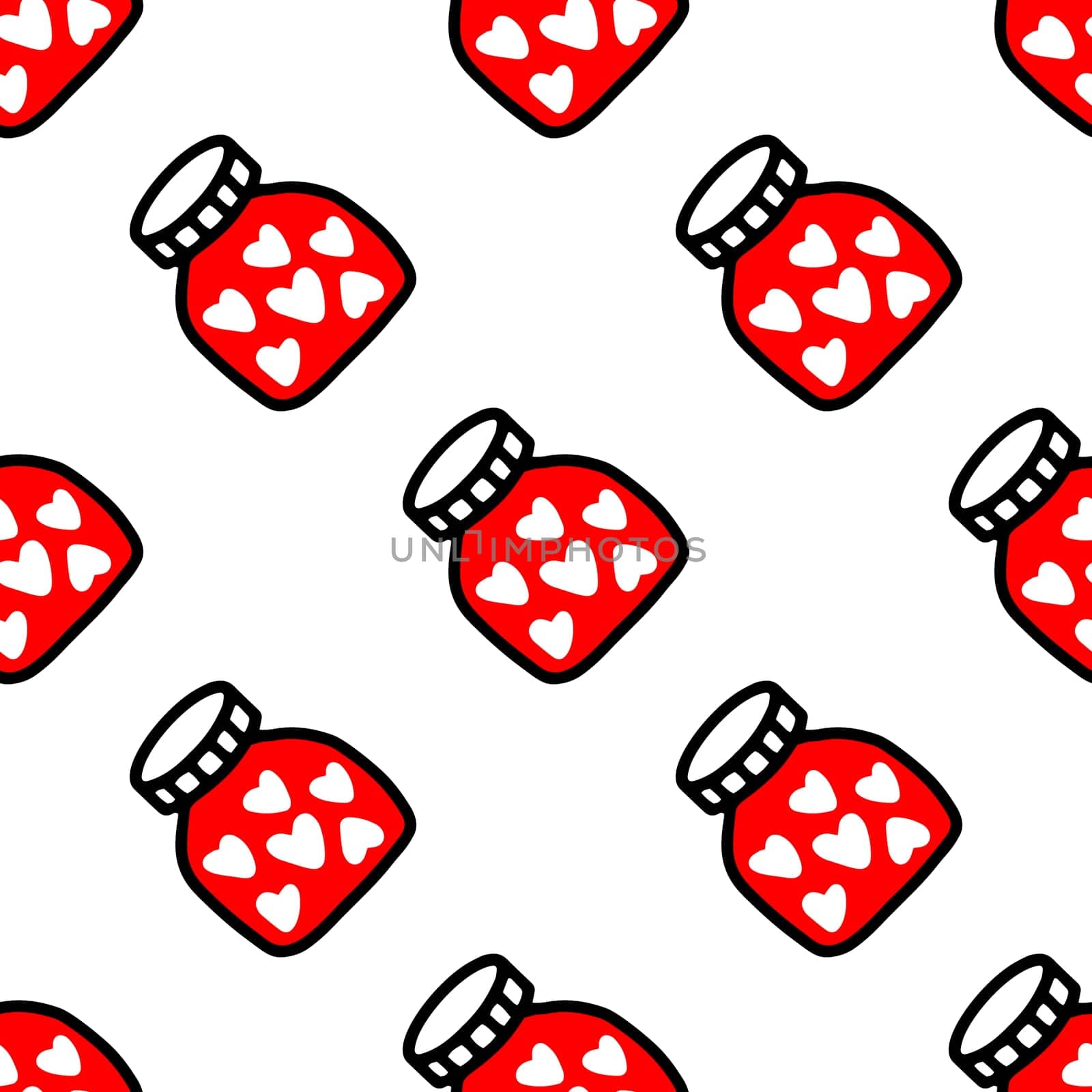 Seamless pattern of Jars with heart. Pattern for Valentines day