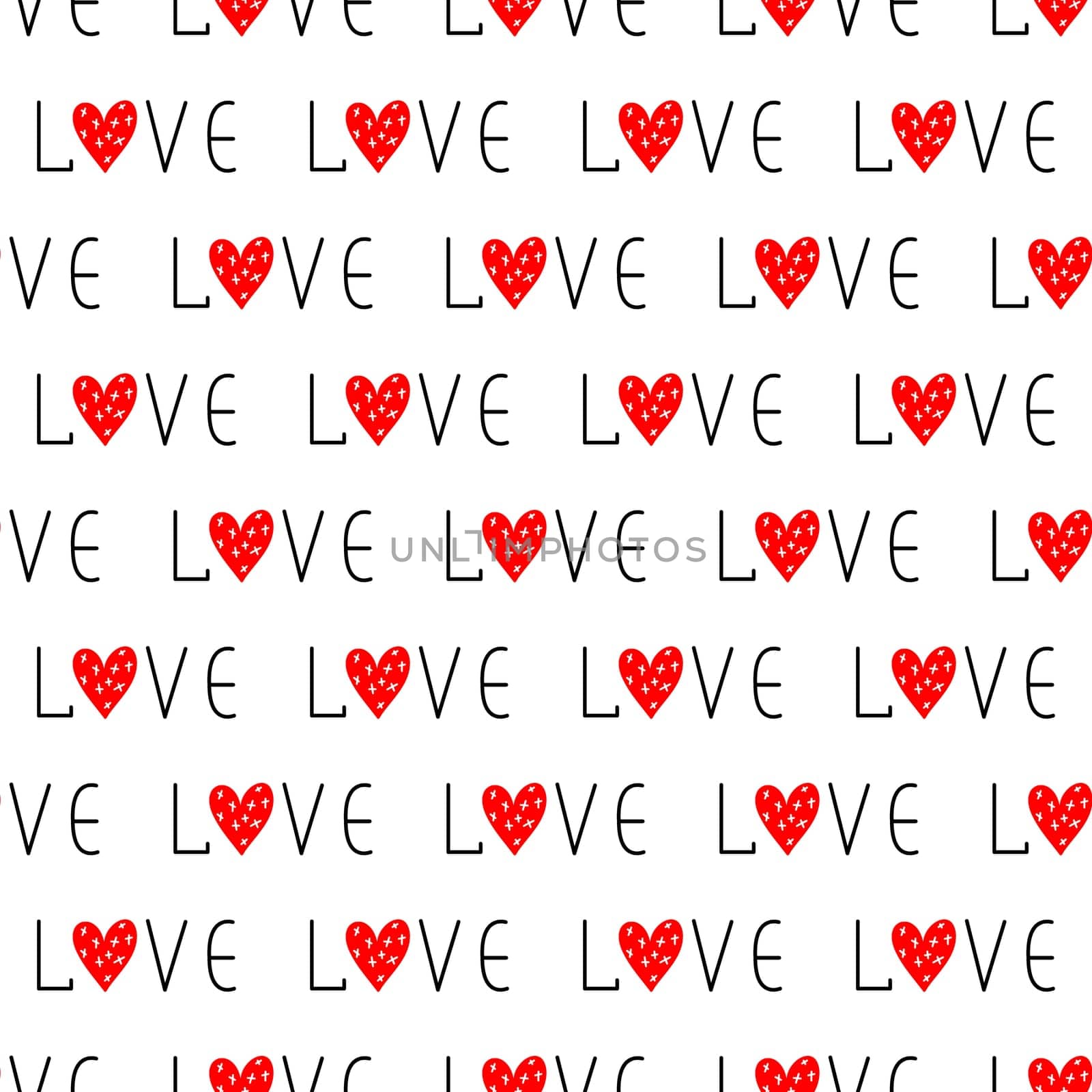 Seamless background with Love and Hearts. Valentine pattern illustration