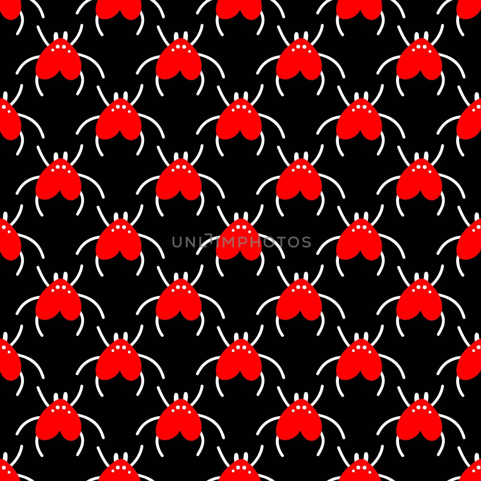 Seamless background with red spiders. Design for Valentines Day, Halloween illustration