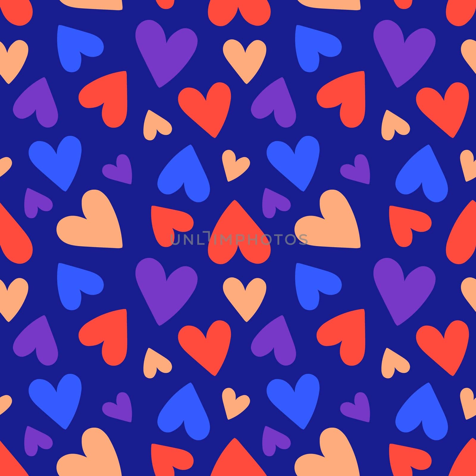 Seamless pattern of hearts on a white background illustration