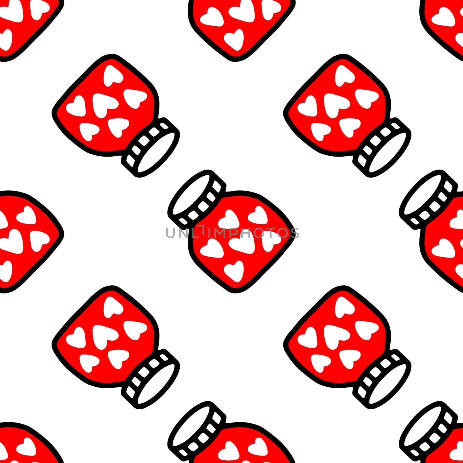 Seamless pattern of Jars with heart. Pattern for Valentines day