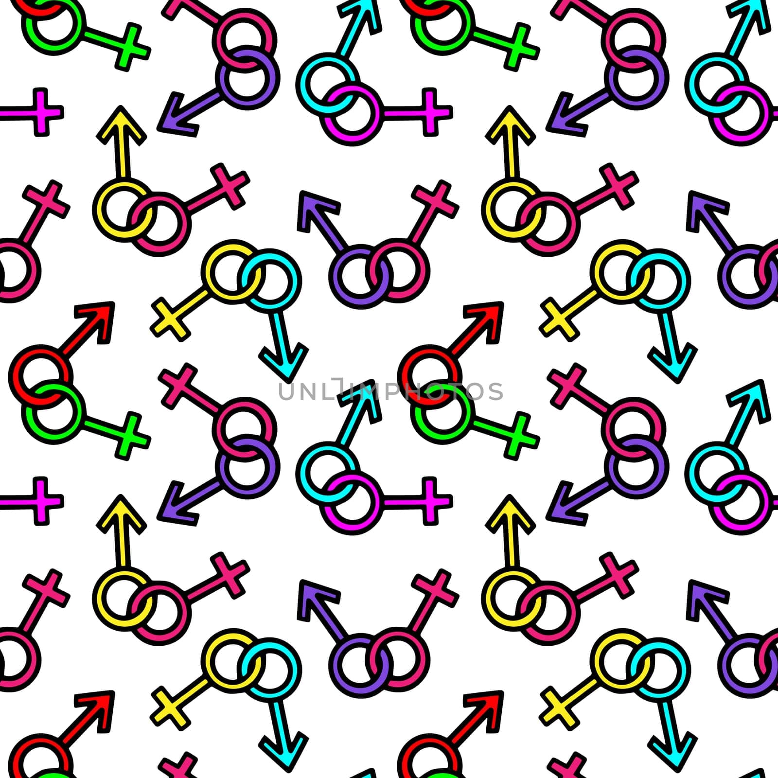 seamless pattern of Female and male gender symbols. Gender symbols illustration