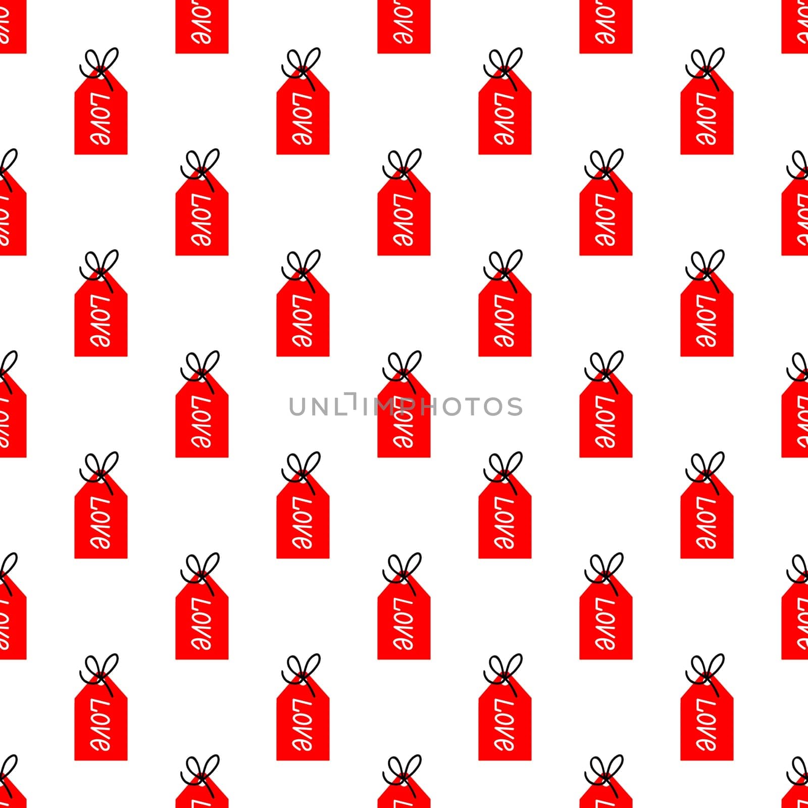 seamless background with the tag with the inscription love. Valentine pattern illustration