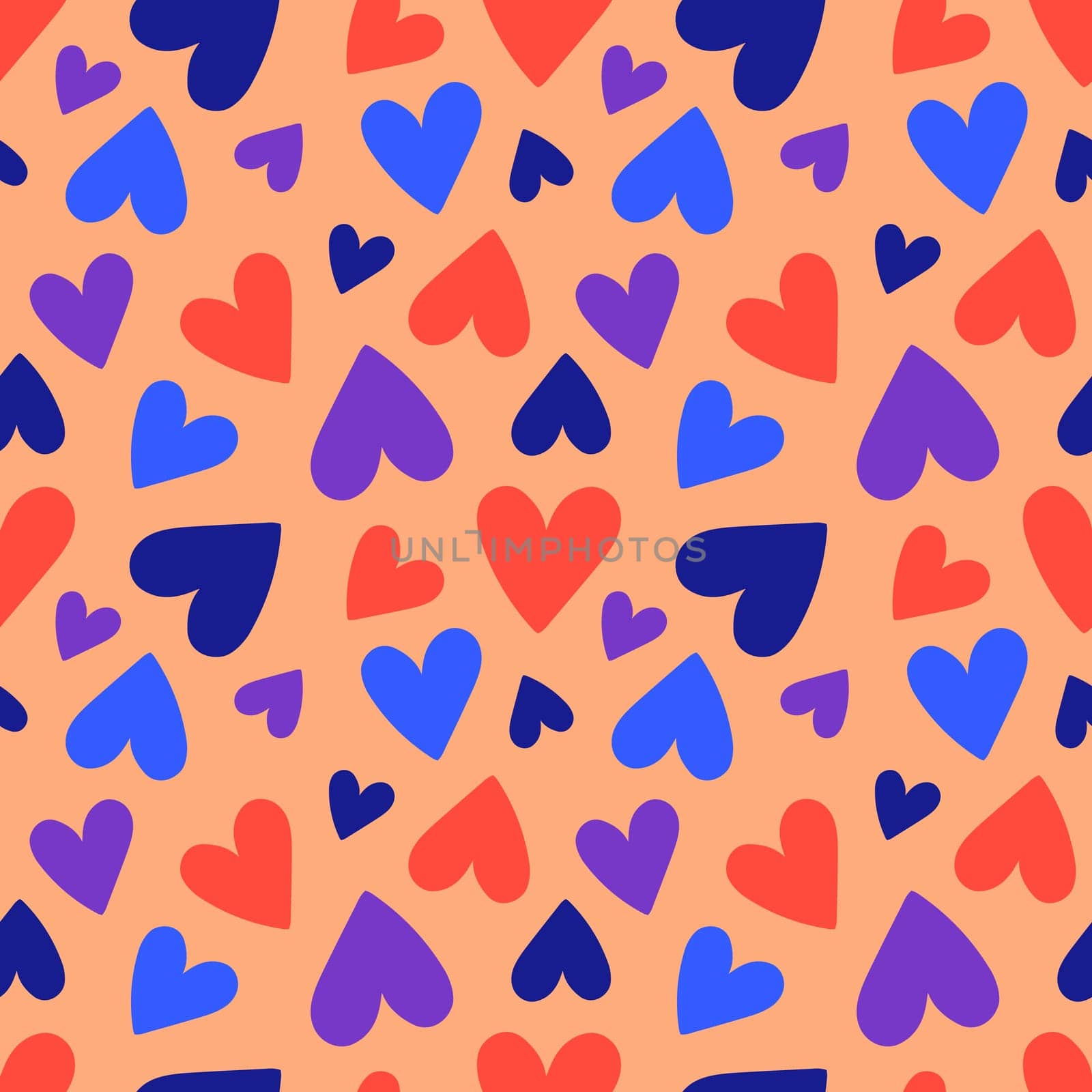 Seamless pattern of hearts on a white background illustration